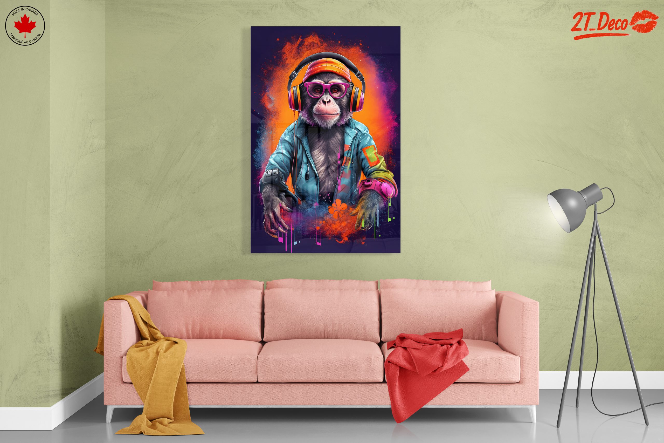 Vibrant Monkey Artwork with Headphones - Image 7