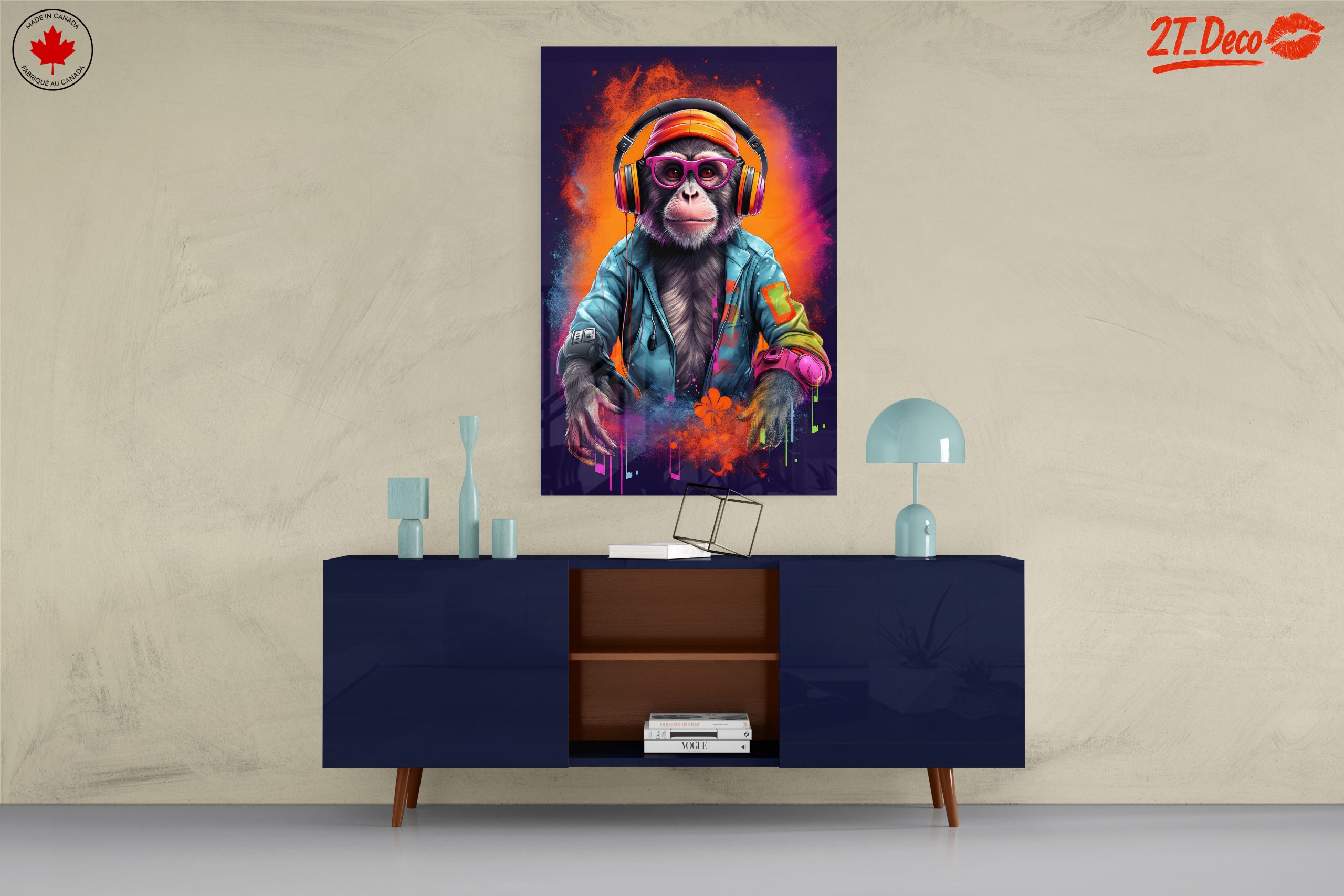 Vibrant Monkey Artwork with Headphones - Image 8