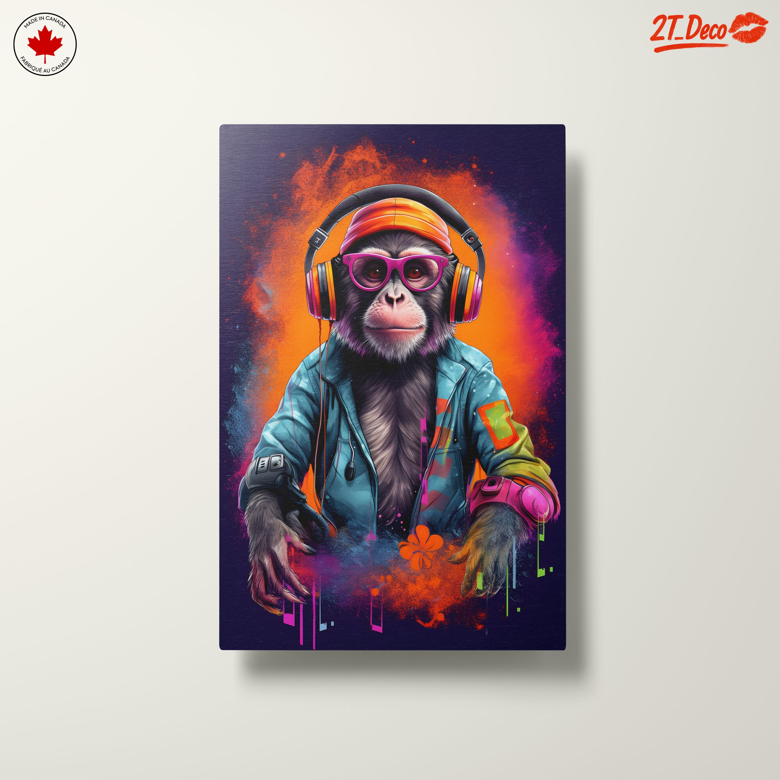 Vibrant Monkey Artwork with Headphones - Image 10