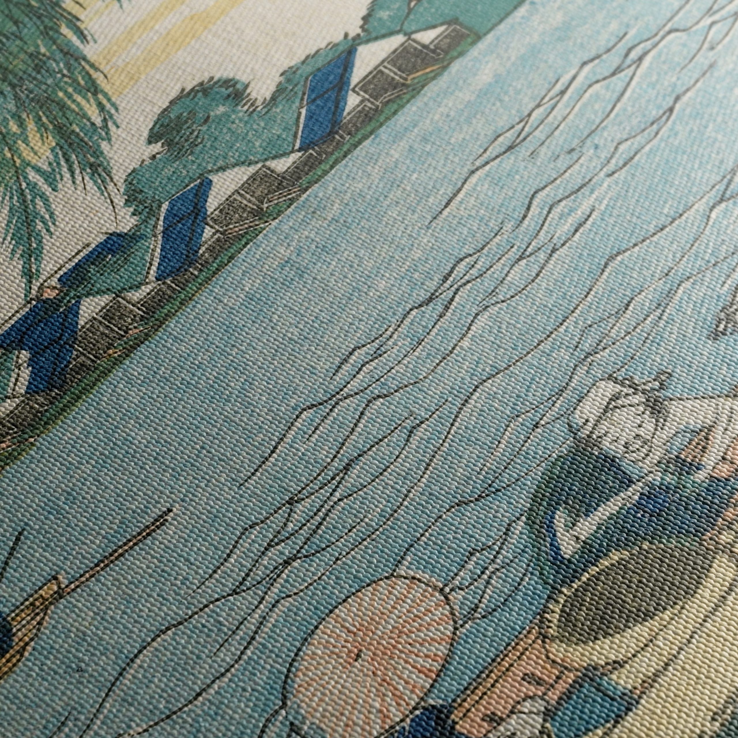 Traditional Japanese River Scene with Boats - Image 5