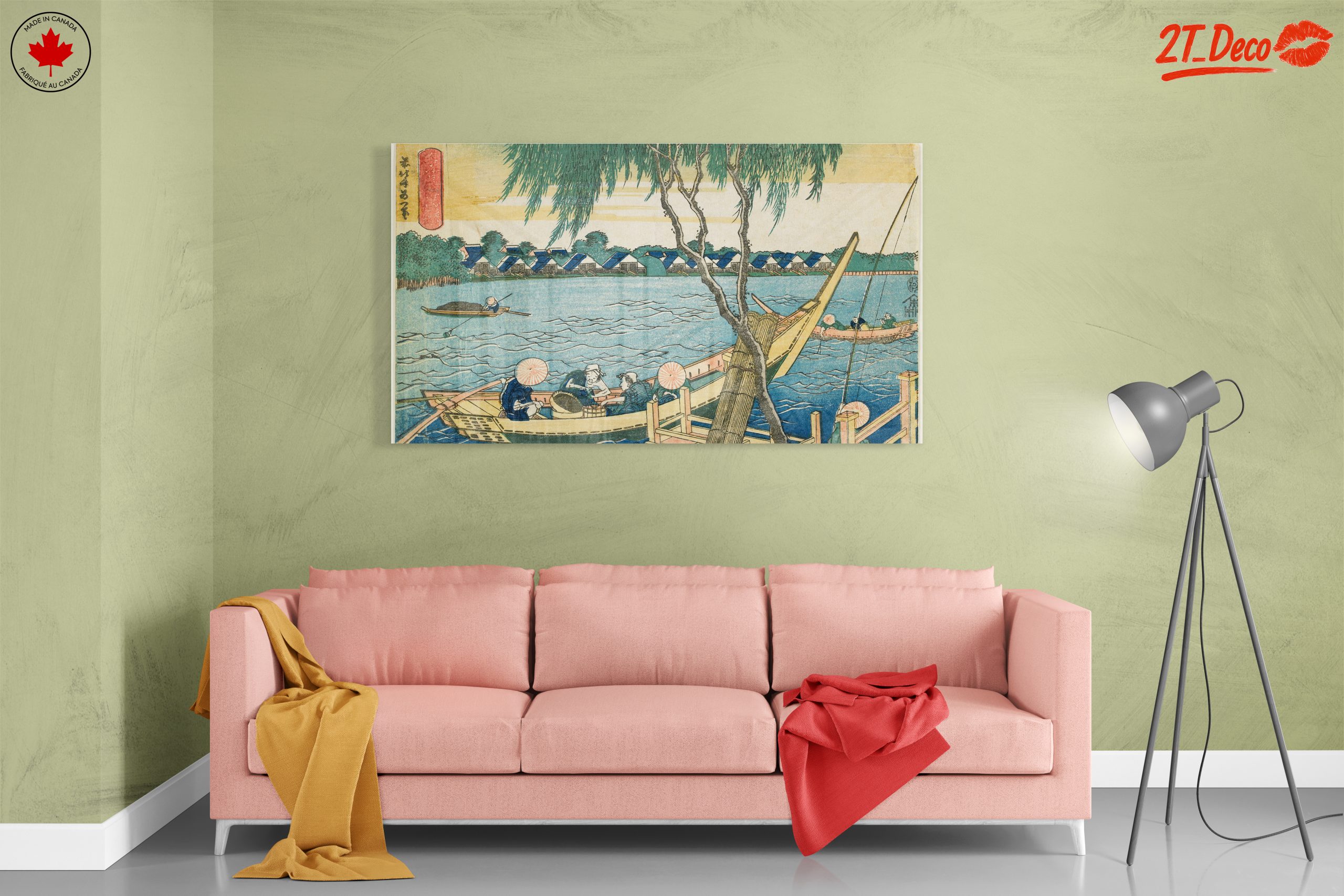 Traditional Japanese River Scene with Boats - Image 7