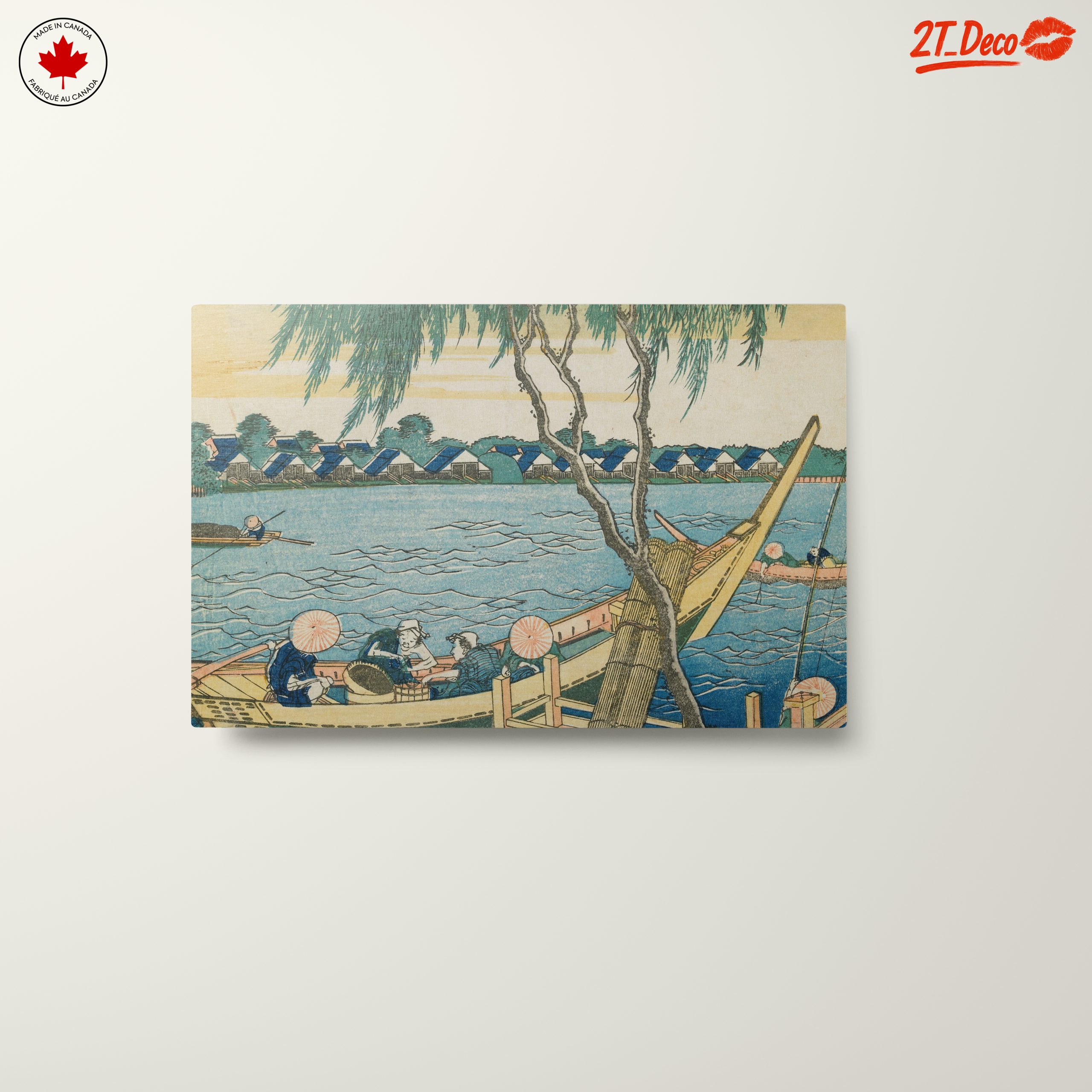 Traditional Japanese River Scene with Boats - Image 10