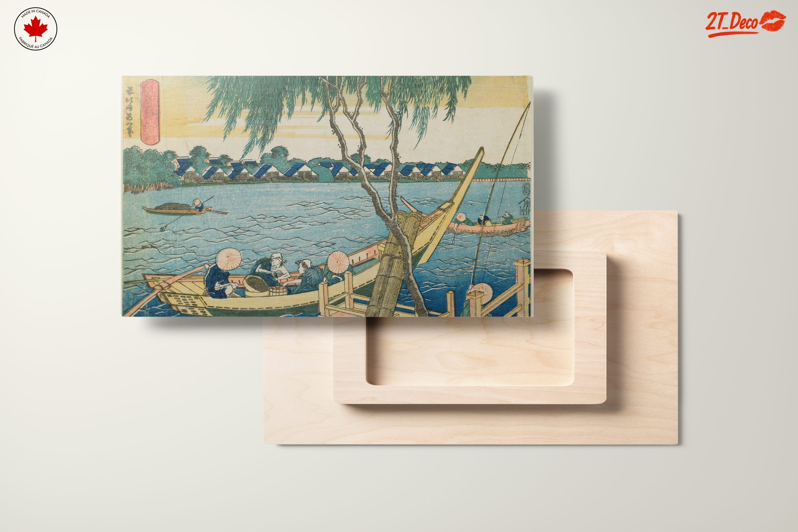 Traditional Japanese River Scene with Boats - Image 11