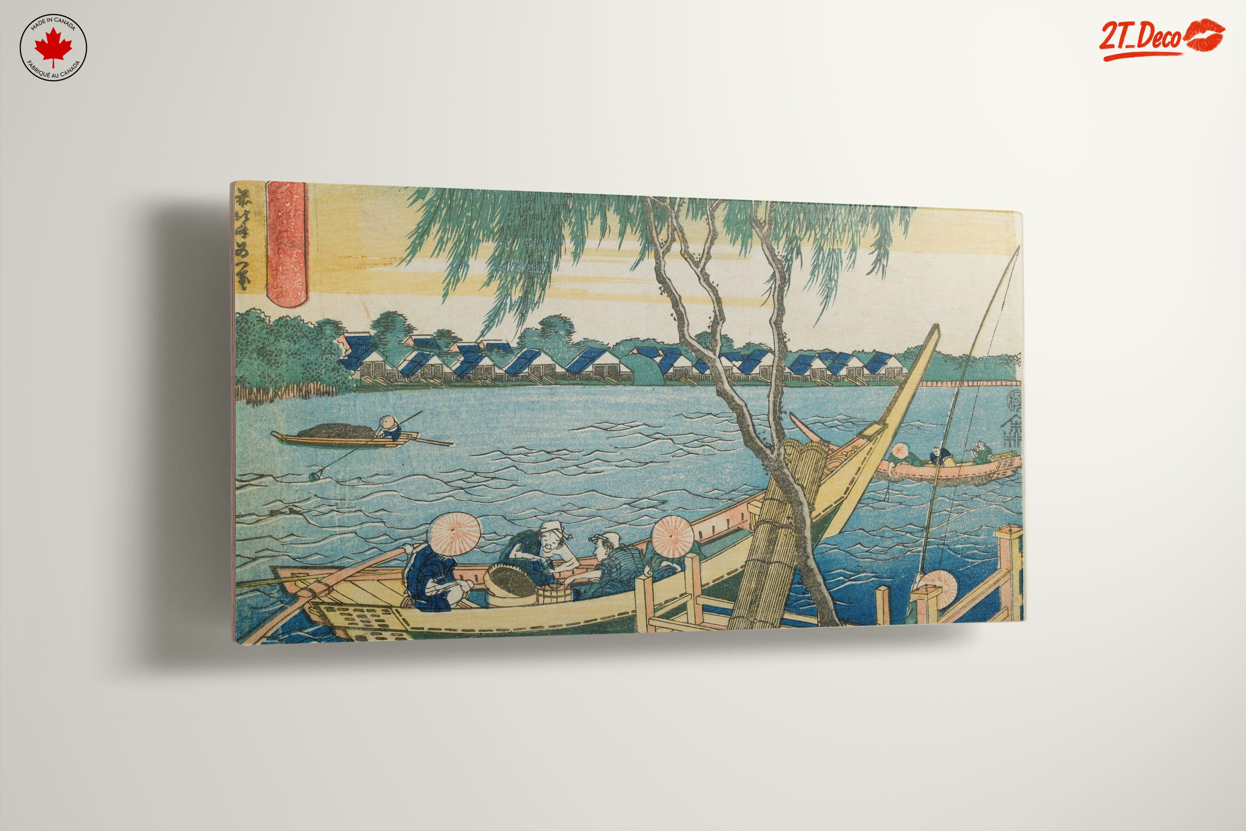 Traditional Japanese River Scene with Boats - Image 13