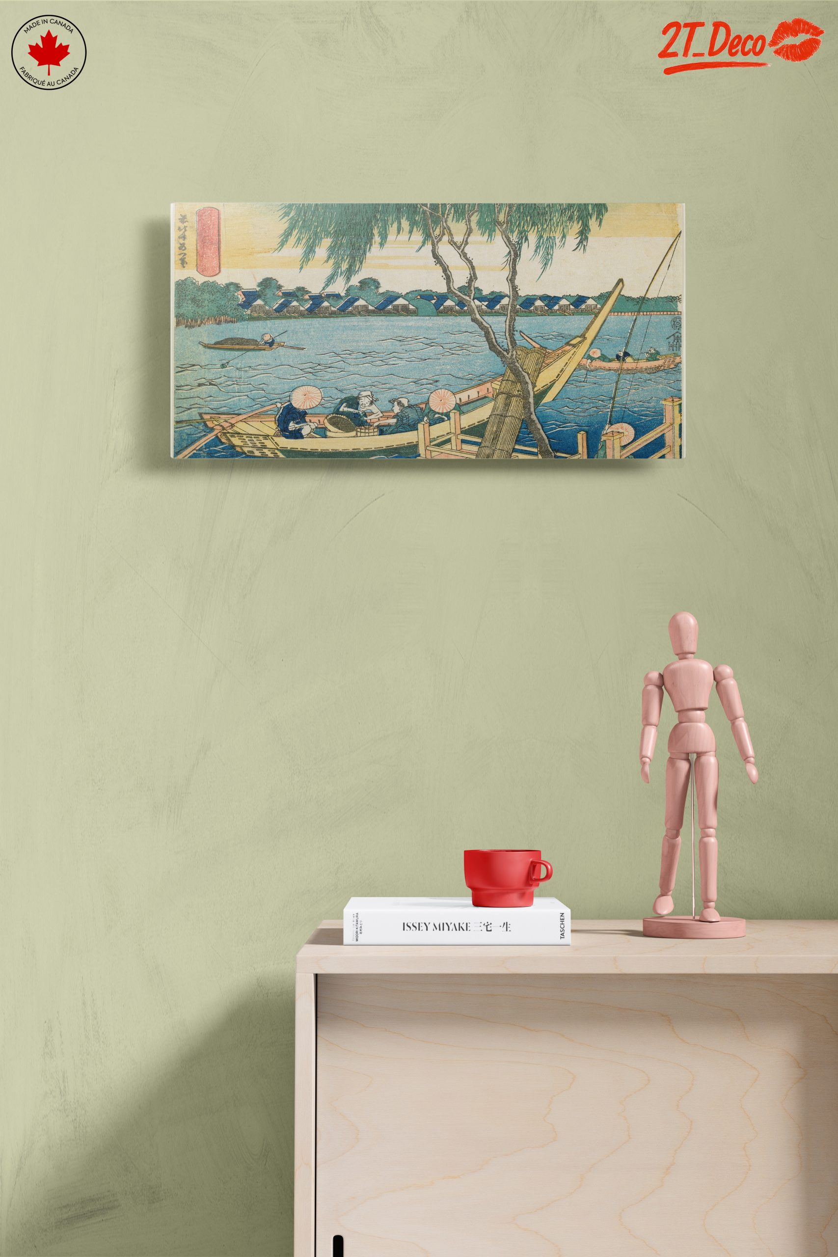 Traditional Japanese River Scene with Boats - Image 14