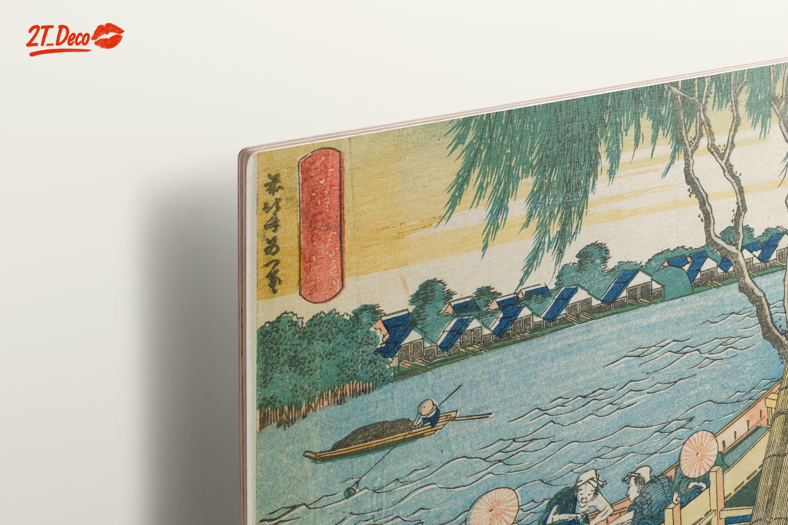 Traditional Japanese River Scene with Boats - Image 15