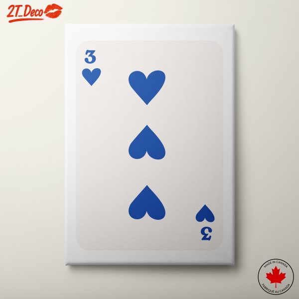 Three Blue Hearts Playing Card Art