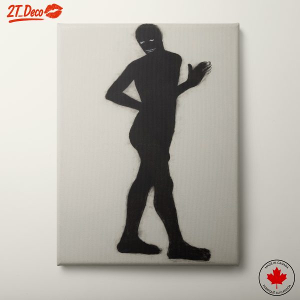 Stylized Black Figure Artwork with Bold Features