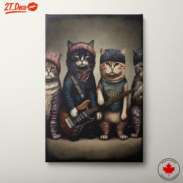 Whimsical Rock Band Cats Art