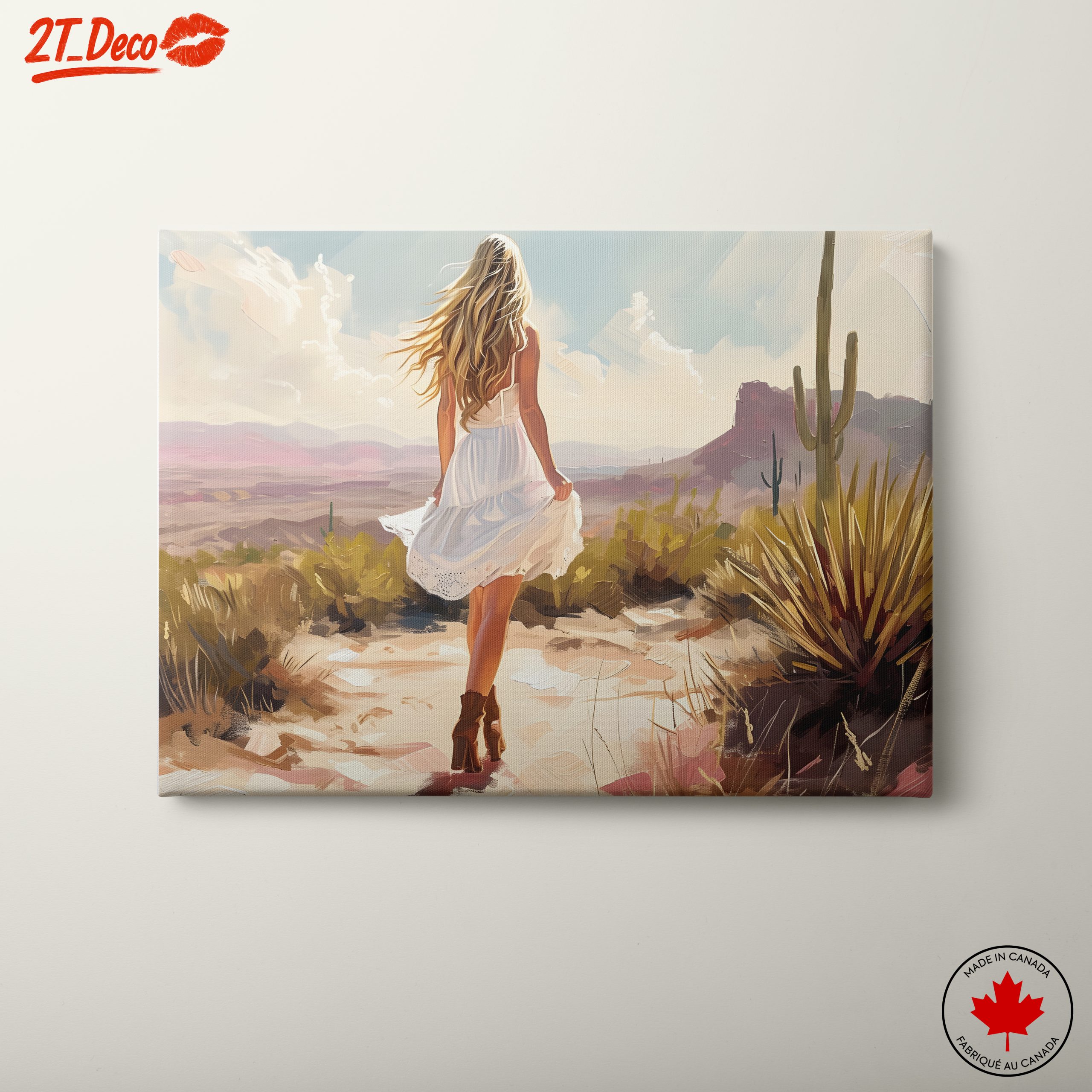 Modern Woman Walking in Desert Landscape