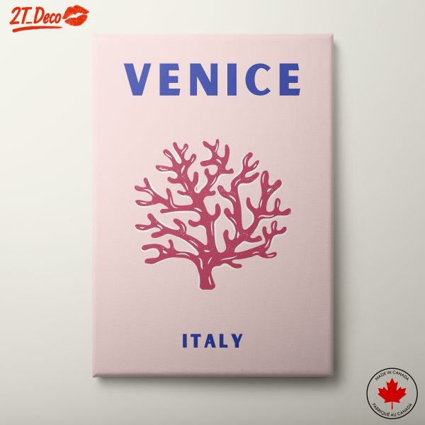 Venice Coral Artwork with Blue Typography