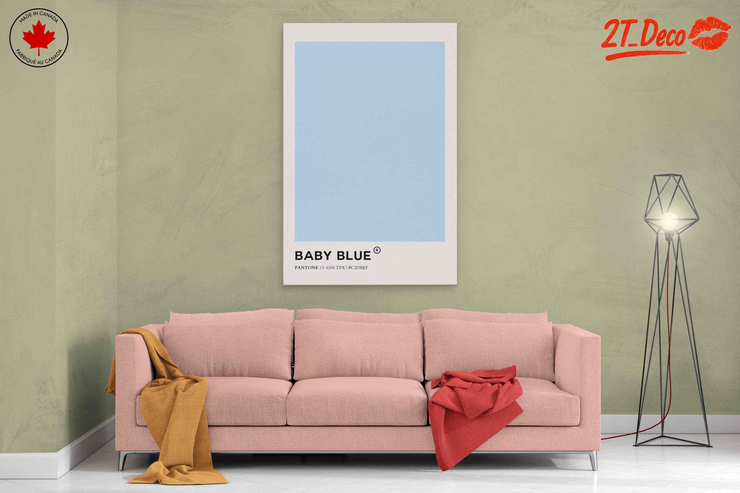 Sleek Baby Blue Contemporary Abstract Art - Image 2