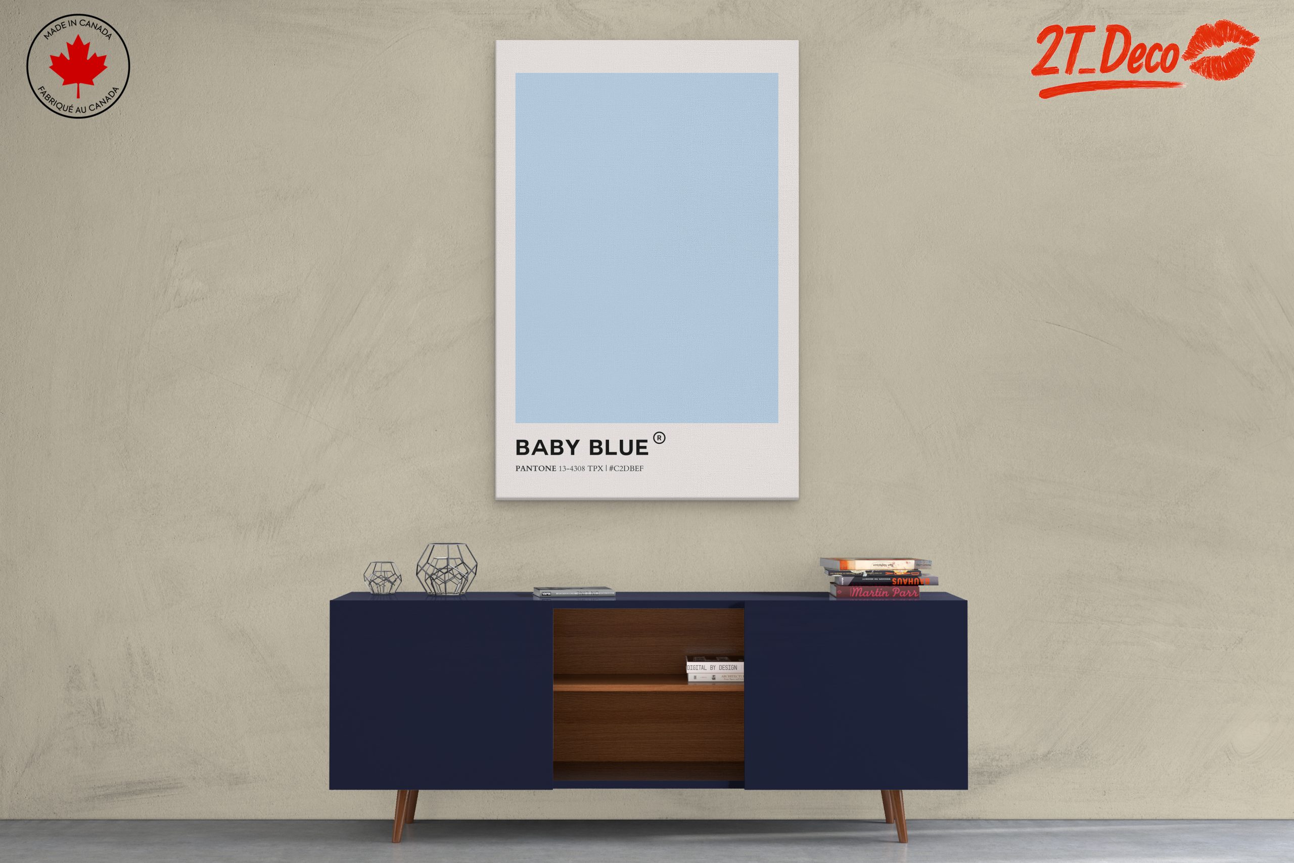 Sleek Baby Blue Contemporary Abstract Art - Image 3