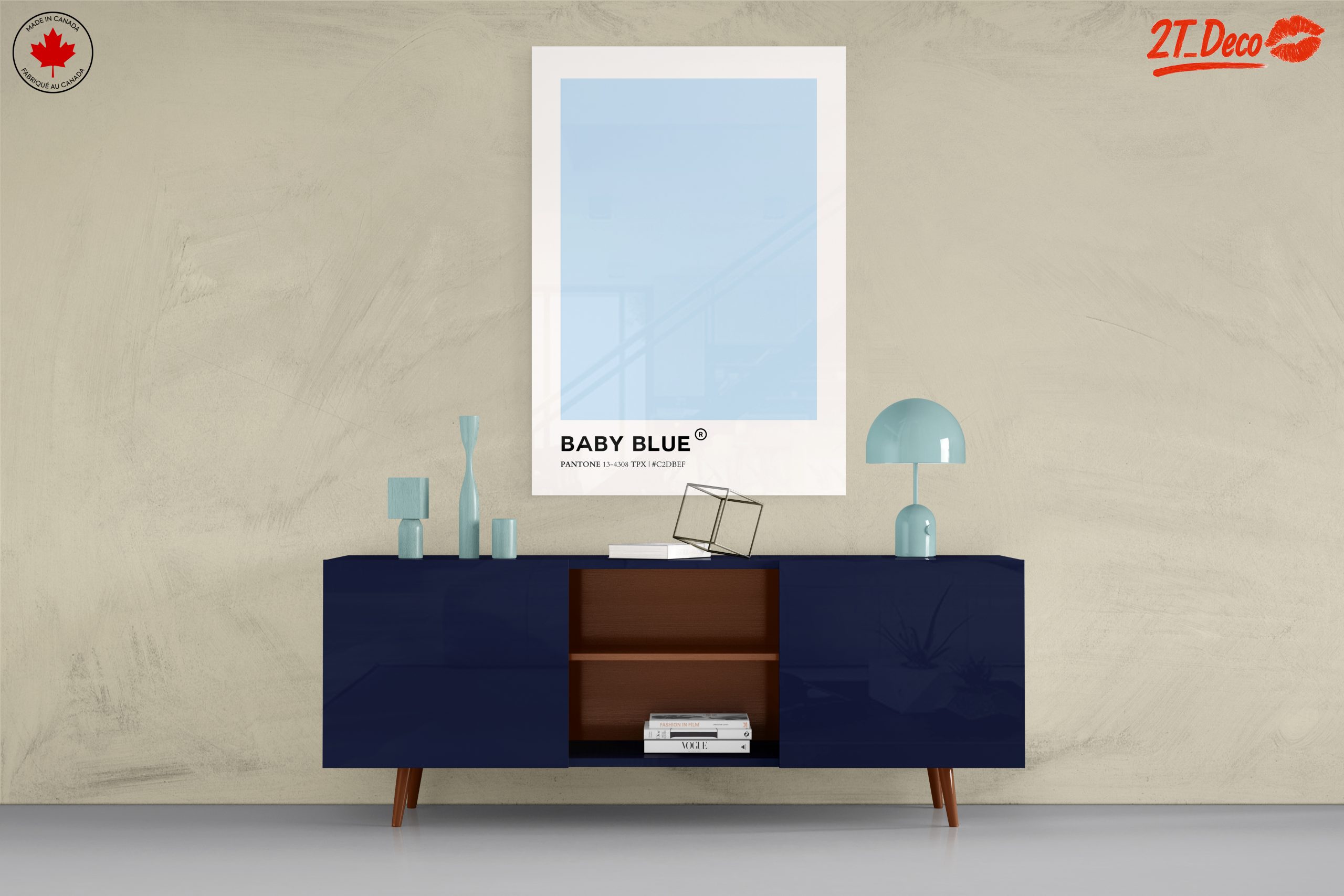 Sleek Baby Blue Contemporary Abstract Art - Image 8