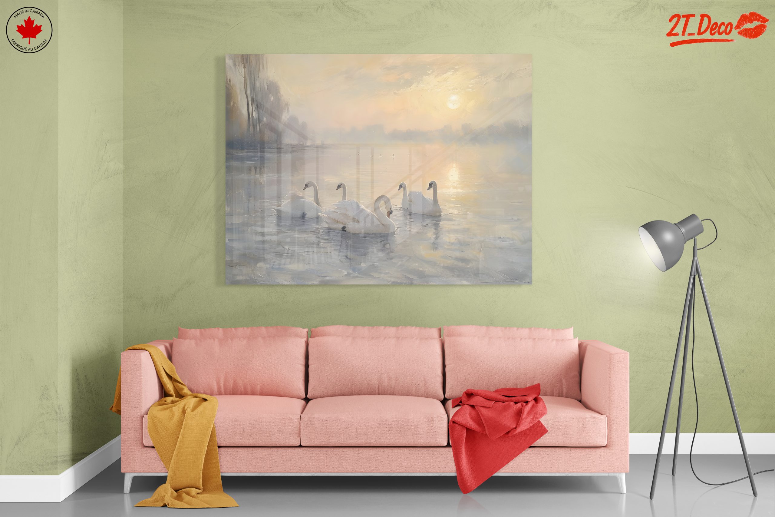 Swans on a Serene Lake at Sunset - Image 7
