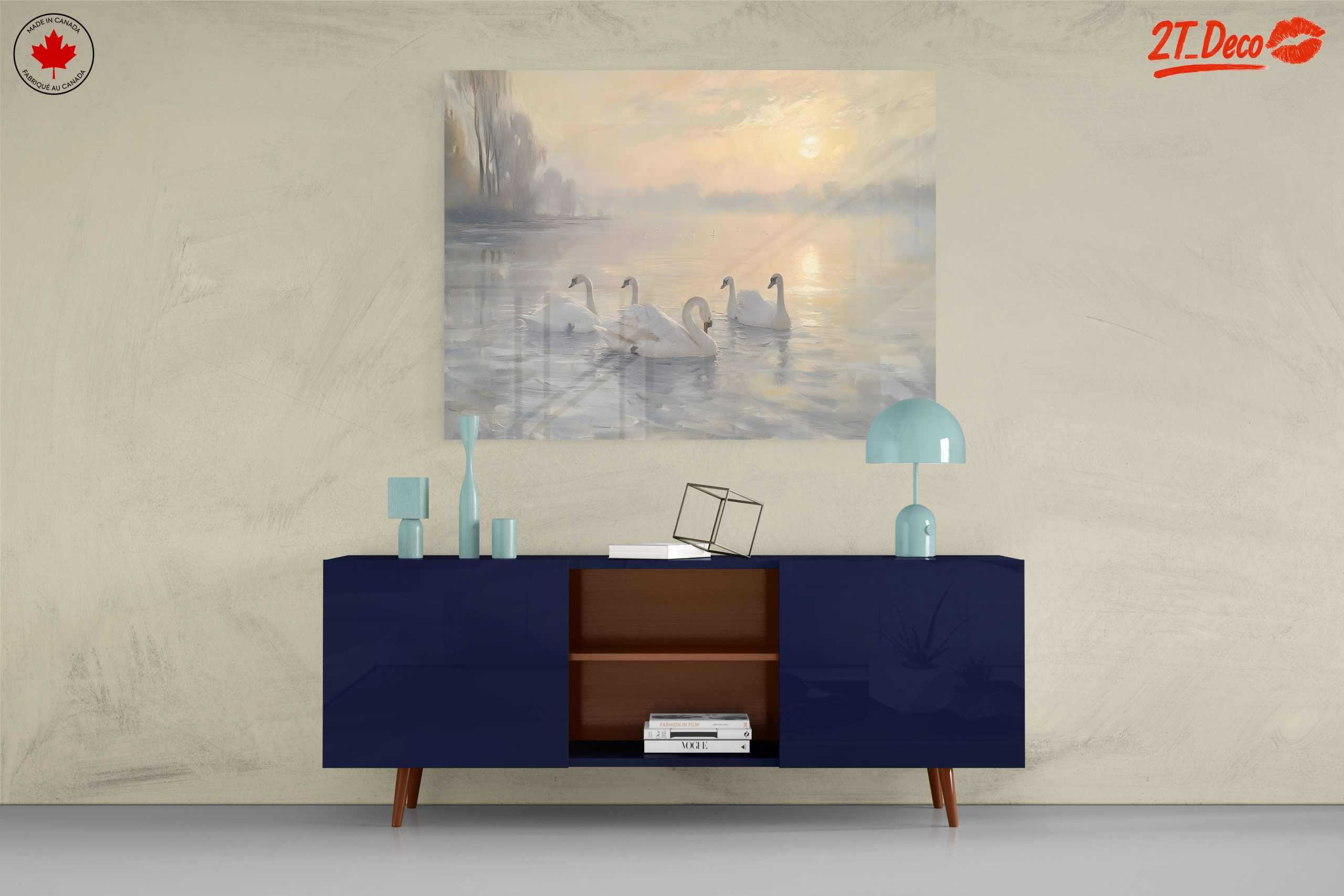 Swans on a Serene Lake at Sunset - Image 8