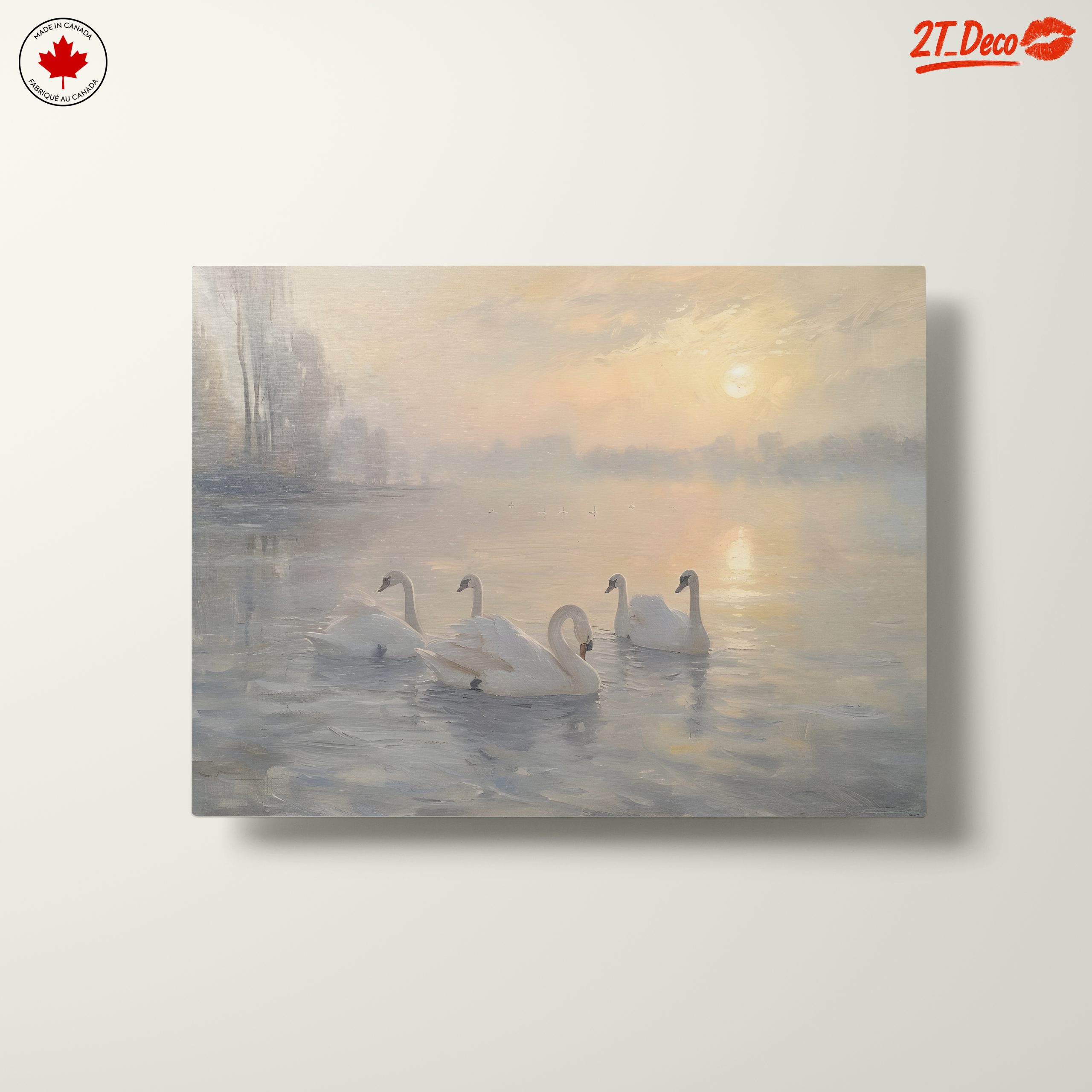 Swans on a Serene Lake at Sunset - Image 10