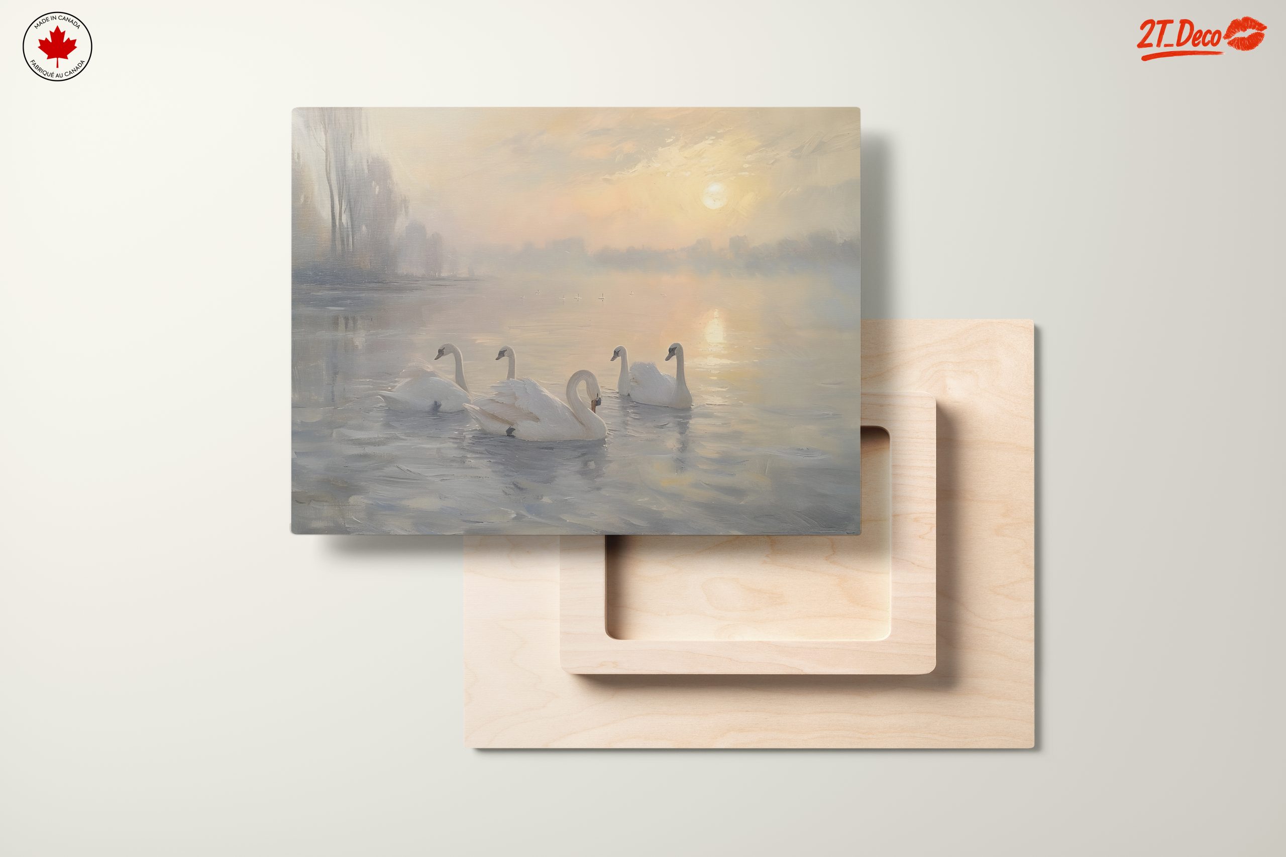 Swans on a Serene Lake at Sunset - Image 11