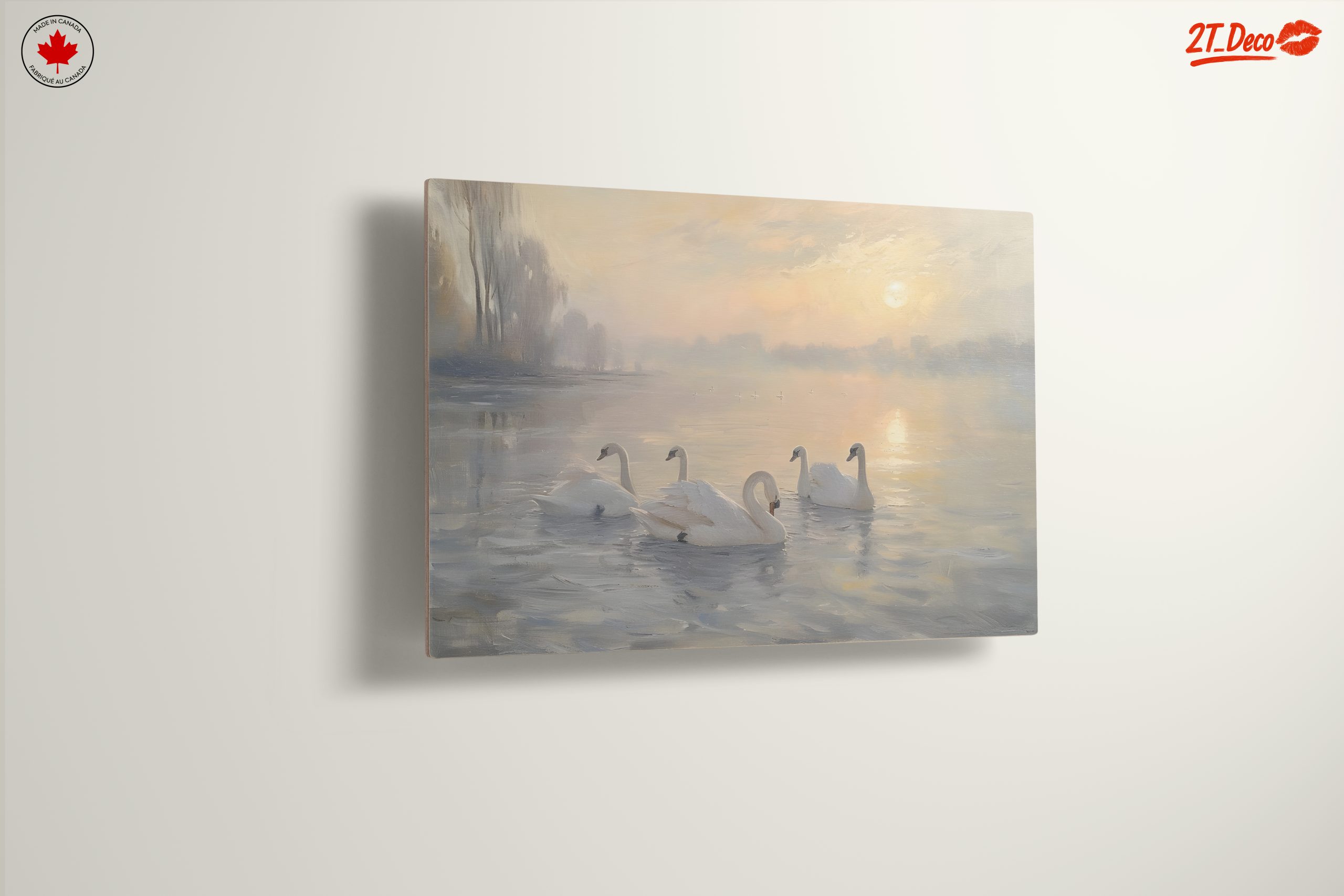 Swans on a Serene Lake at Sunset - Image 13