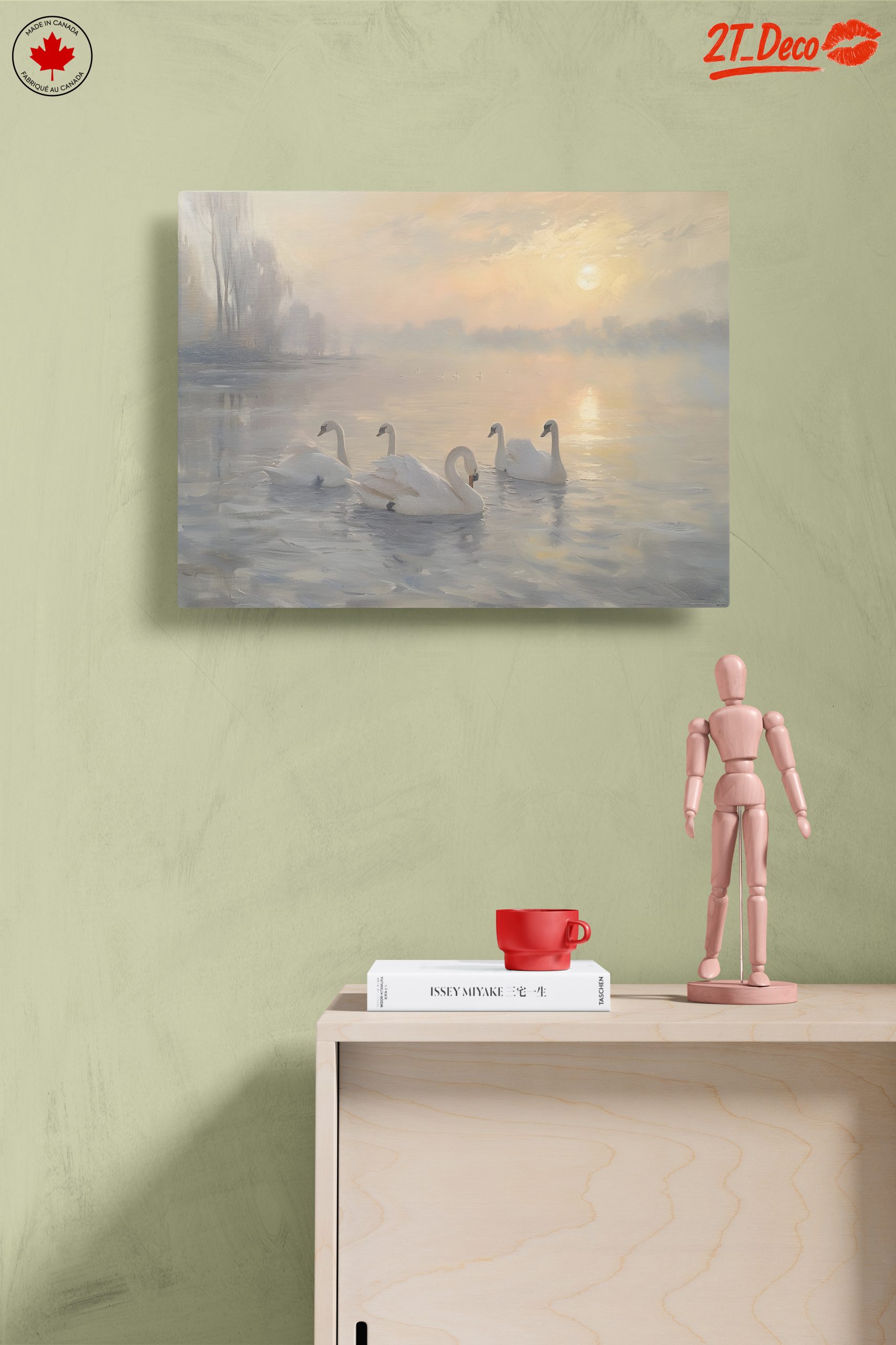 Swans on a Serene Lake at Sunset - Image 14