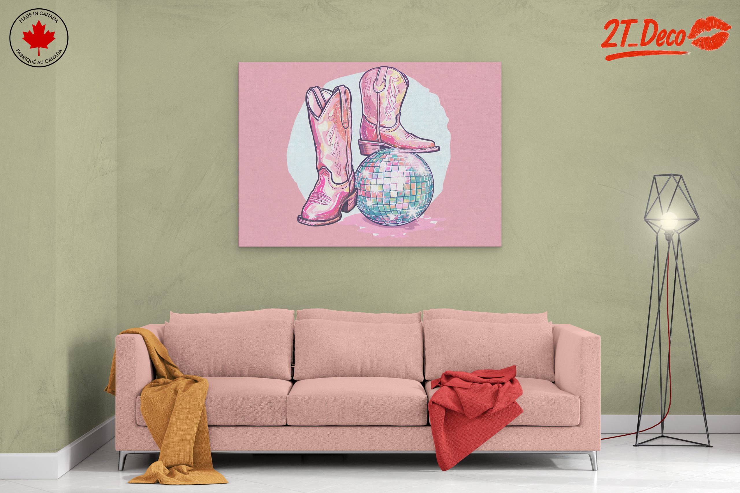 Playful Western Boots and Disco Ball Art - Image 2
