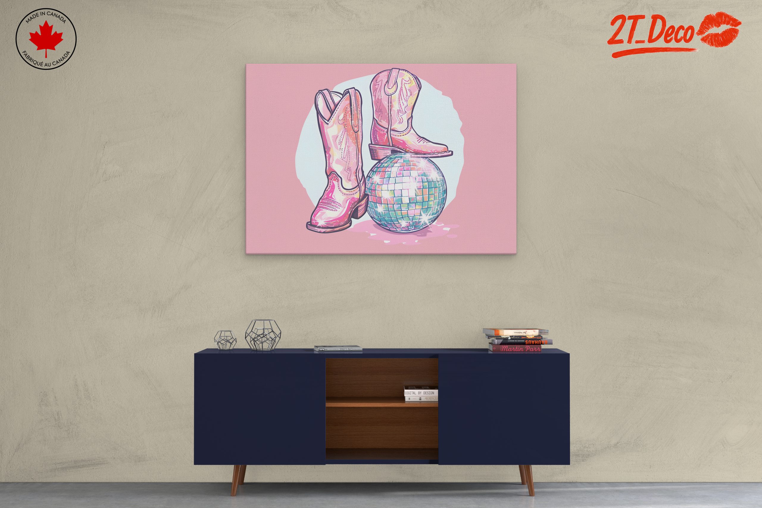 Playful Western Boots and Disco Ball Art - Image 3