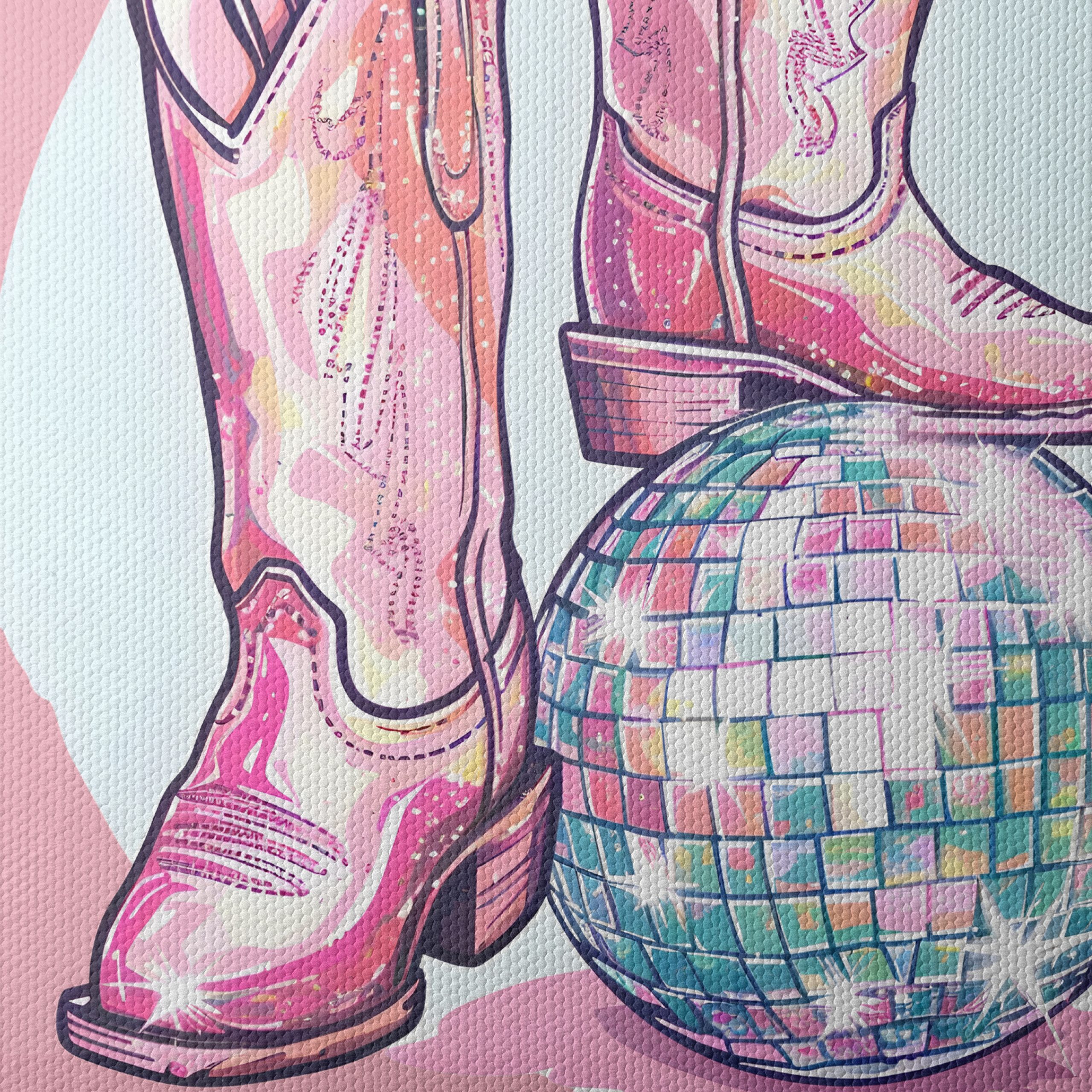 Playful Western Boots and Disco Ball Art - Image 4