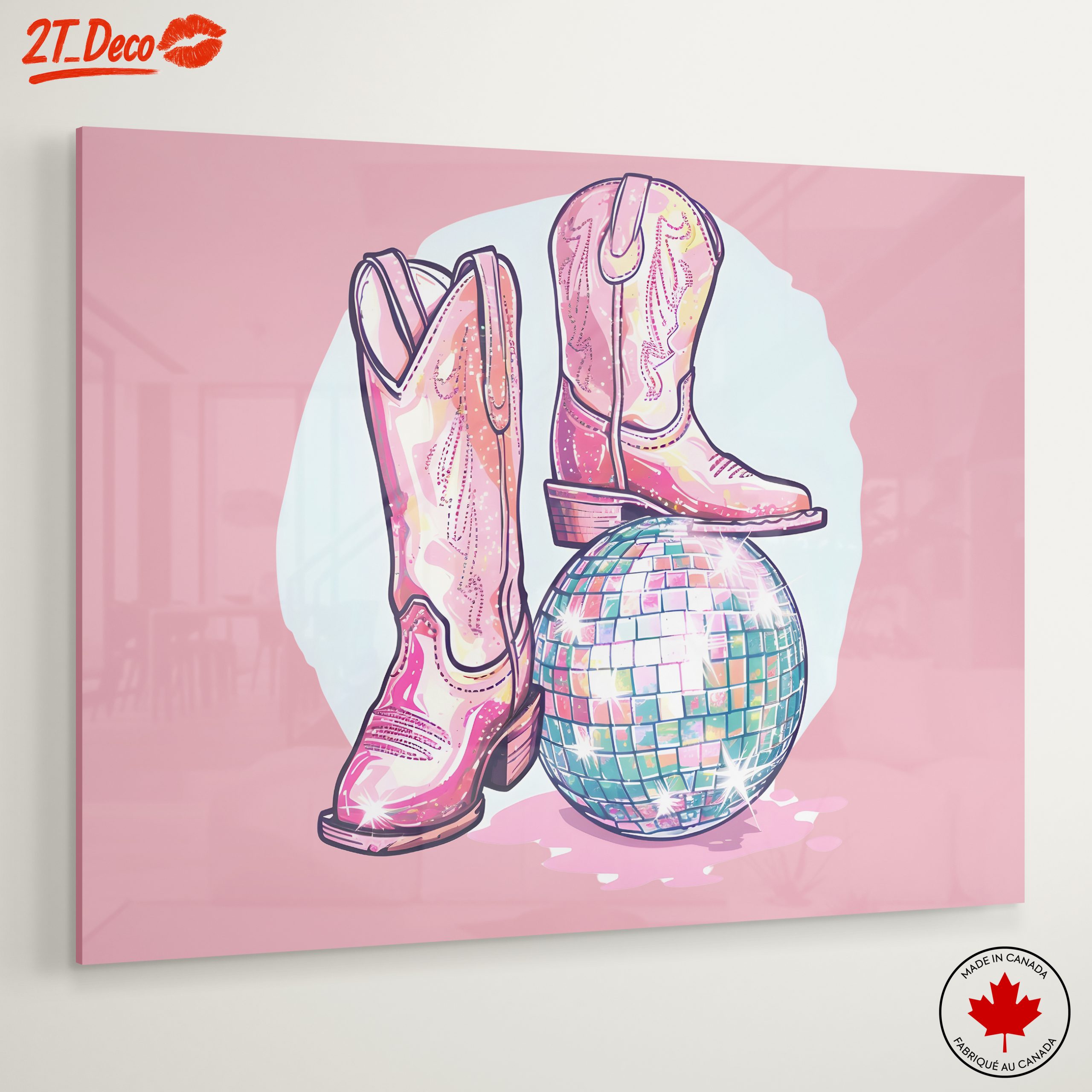 Playful Western Boots and Disco Ball Art - Image 6