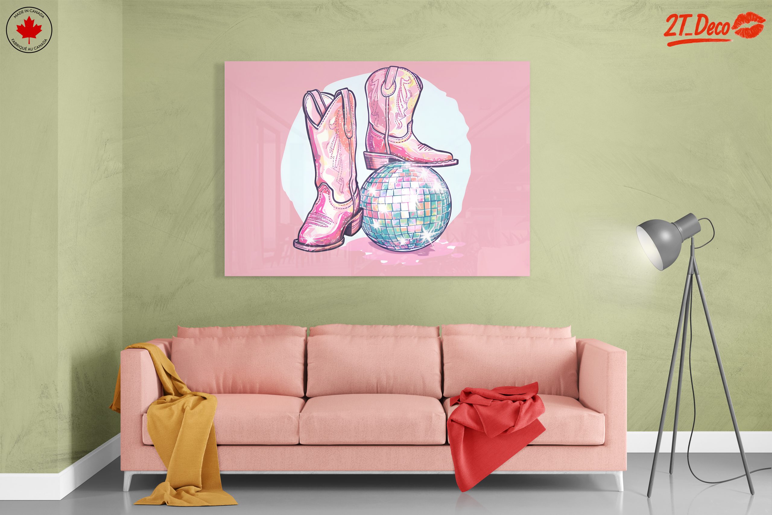 Playful Western Boots and Disco Ball Art - Image 7