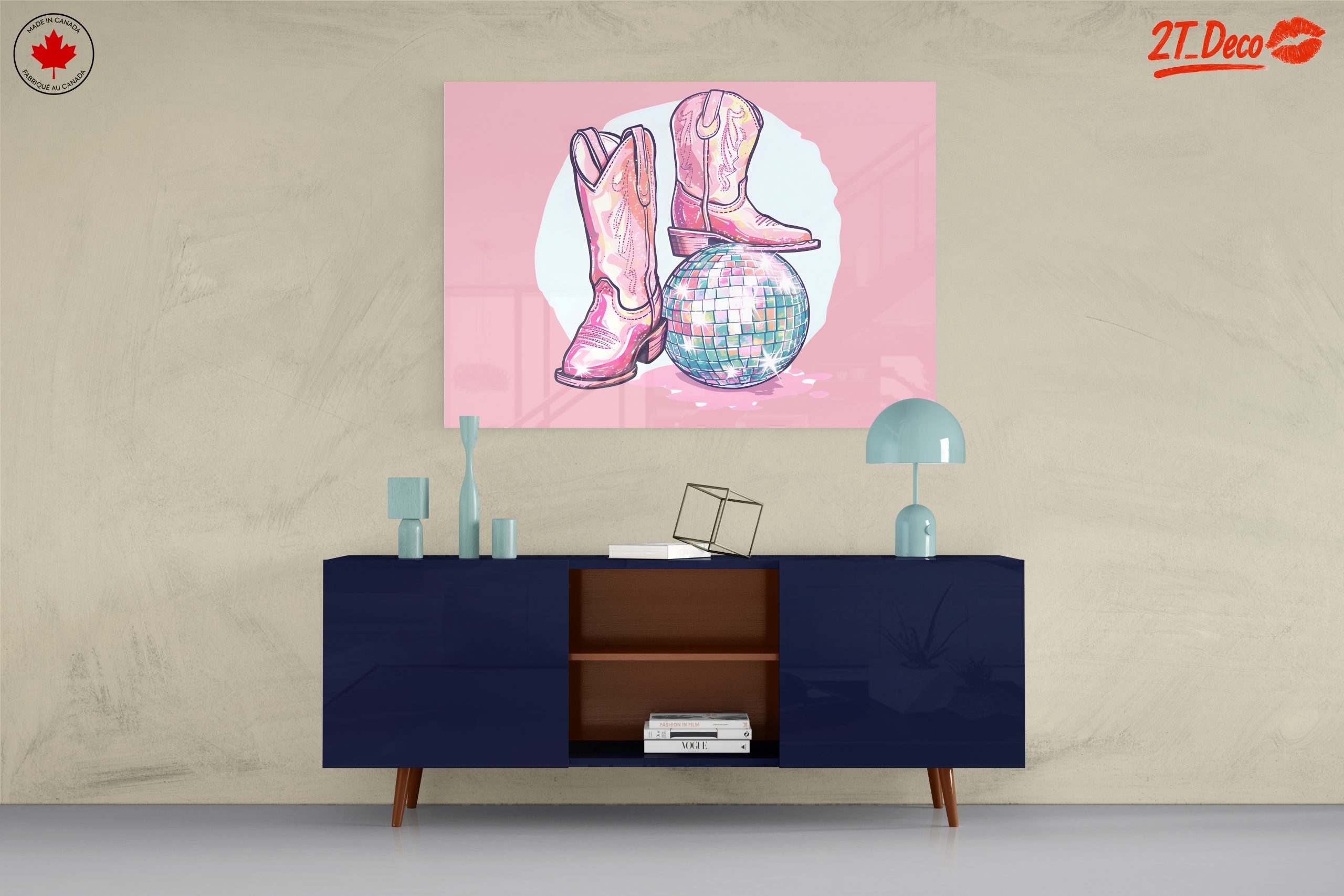 Playful Western Boots and Disco Ball Art - Image 8