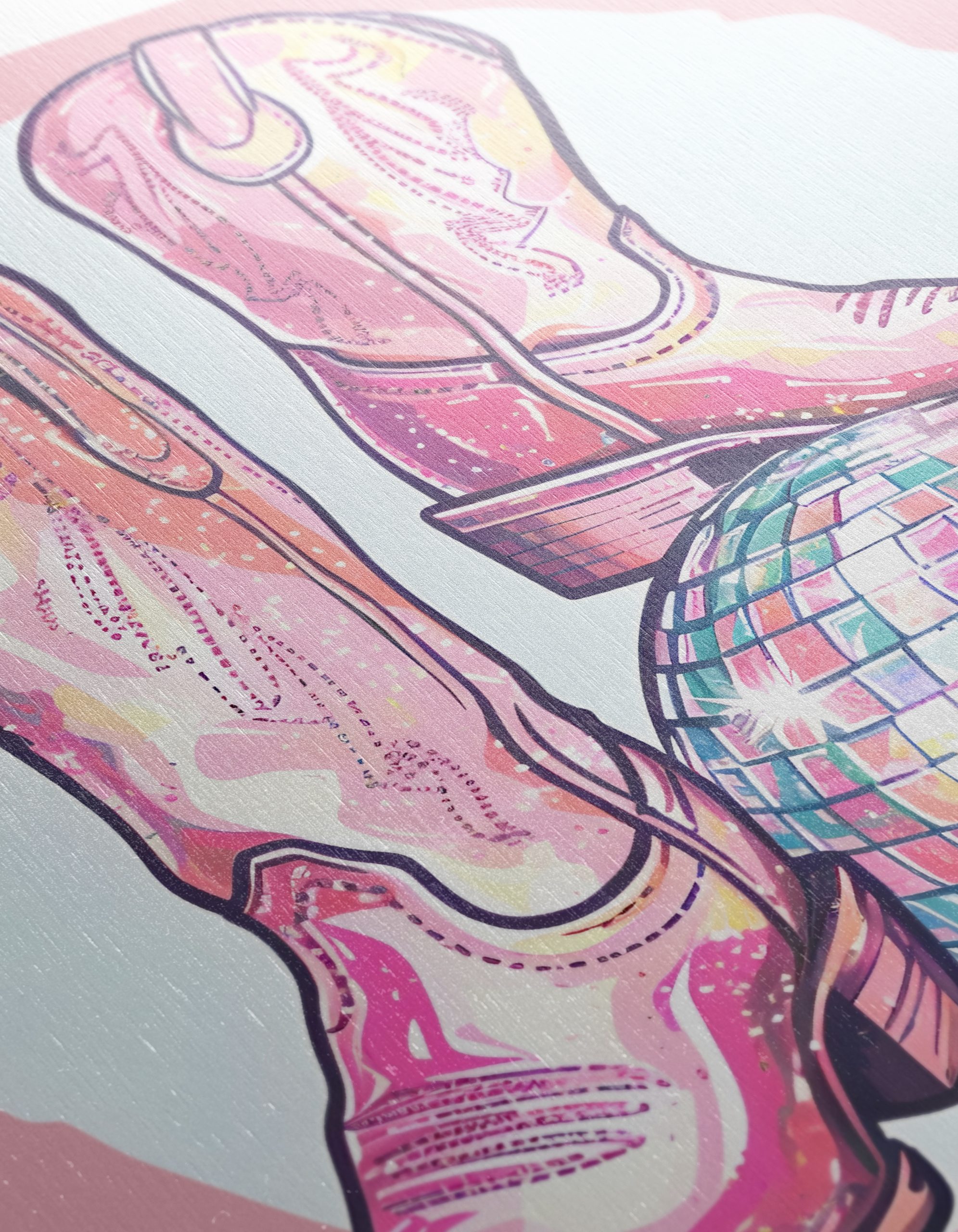Playful Western Boots and Disco Ball Art - Image 12