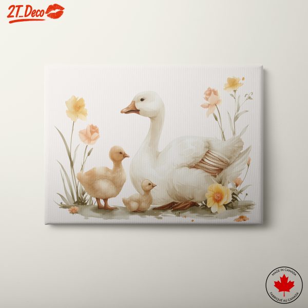 Charming Ducks with Flowers Illustration