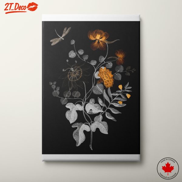 Golden Botanical Art with Insect