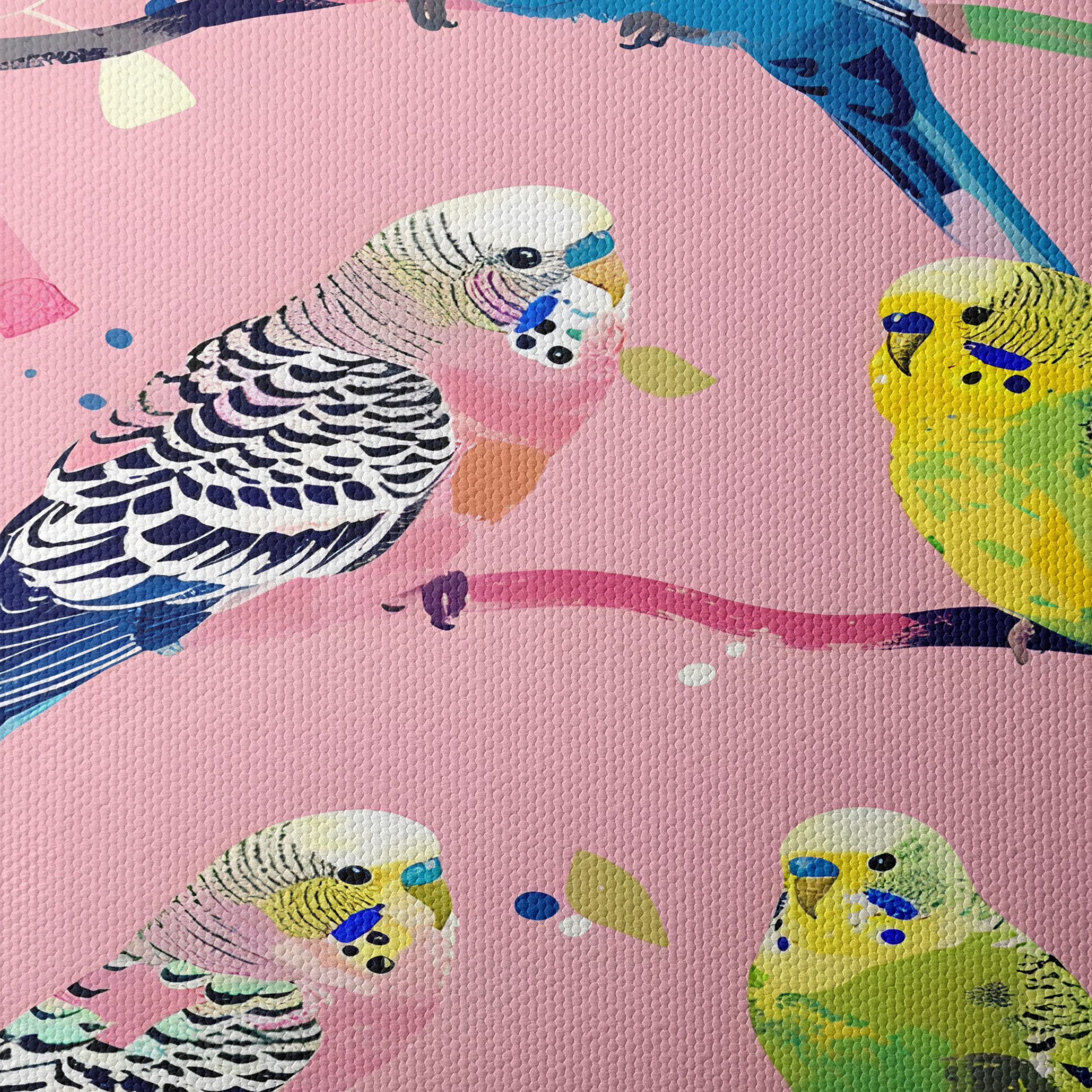 Colorful Budgerigars on Pink Background - Image 4