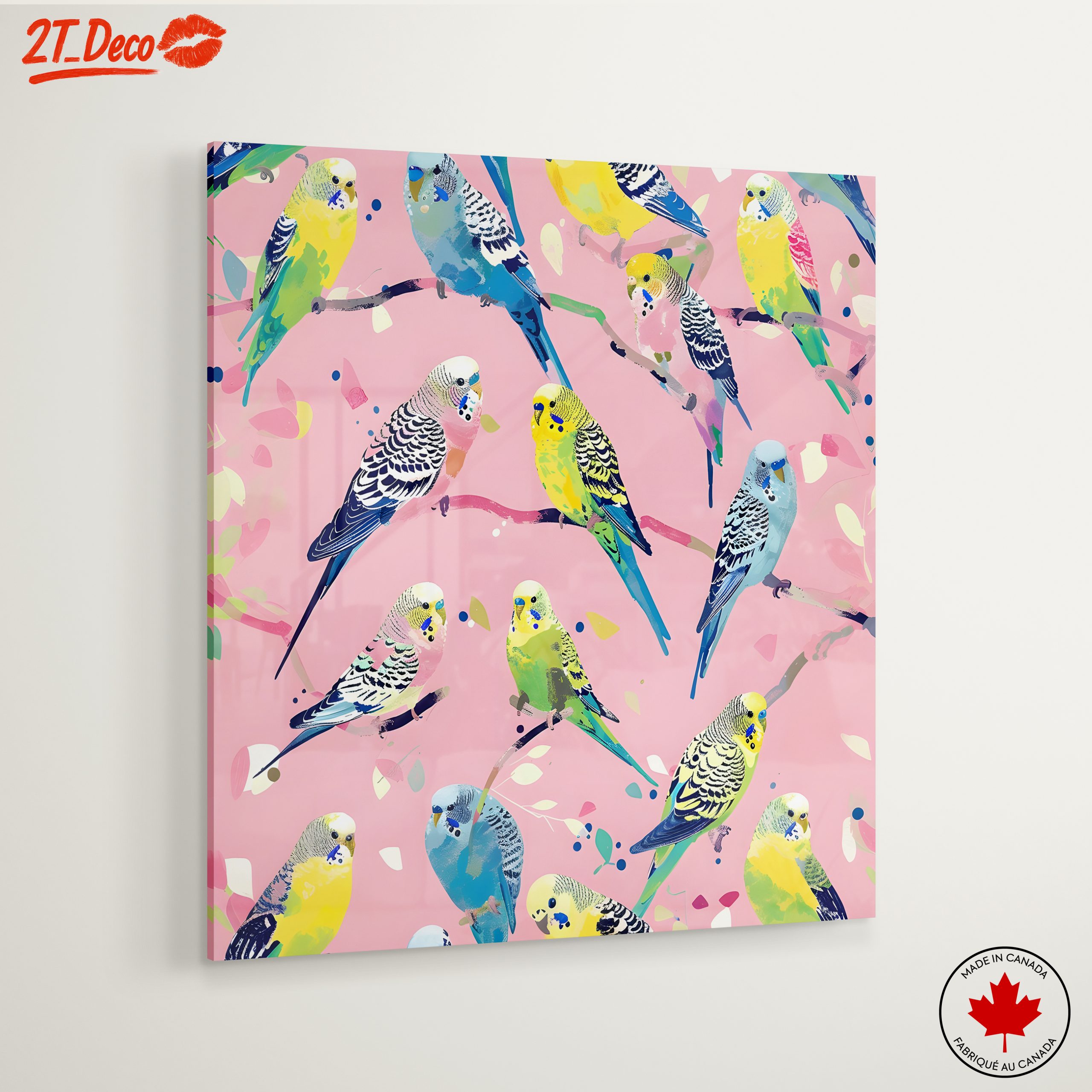 Colorful Budgerigars on Pink Background - Image 6