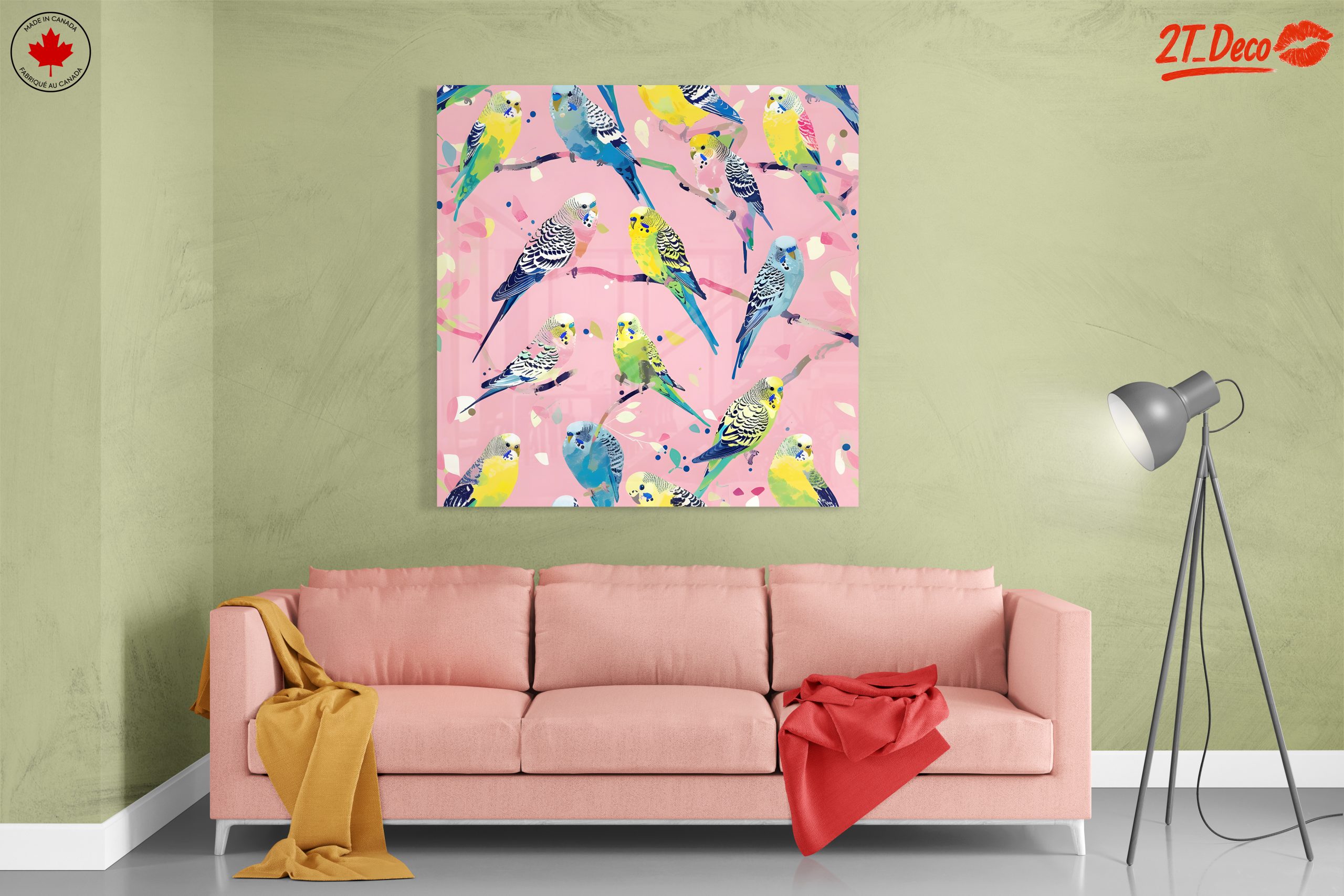Colorful Budgerigars on Pink Background - Image 7