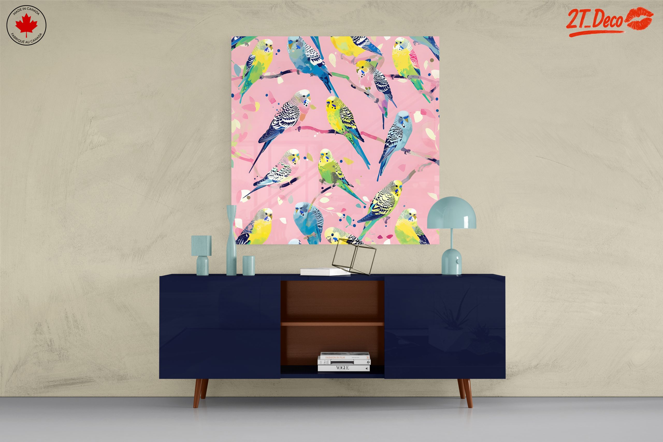 Colorful Budgerigars on Pink Background - Image 8
