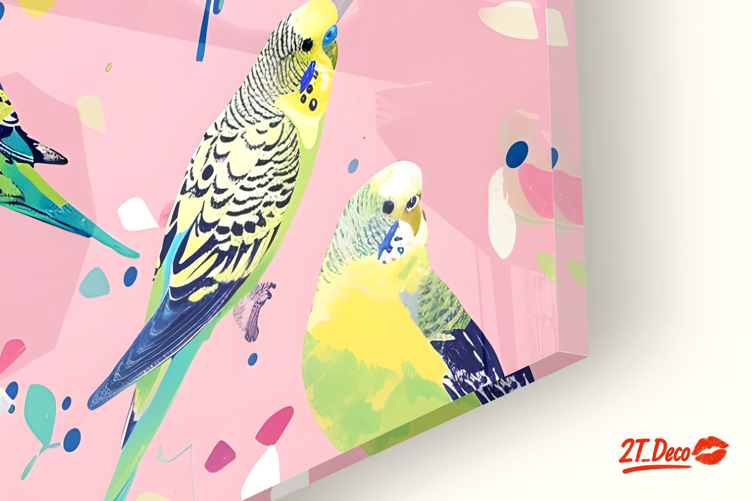 Colorful Budgerigars on Pink Background - Image 9