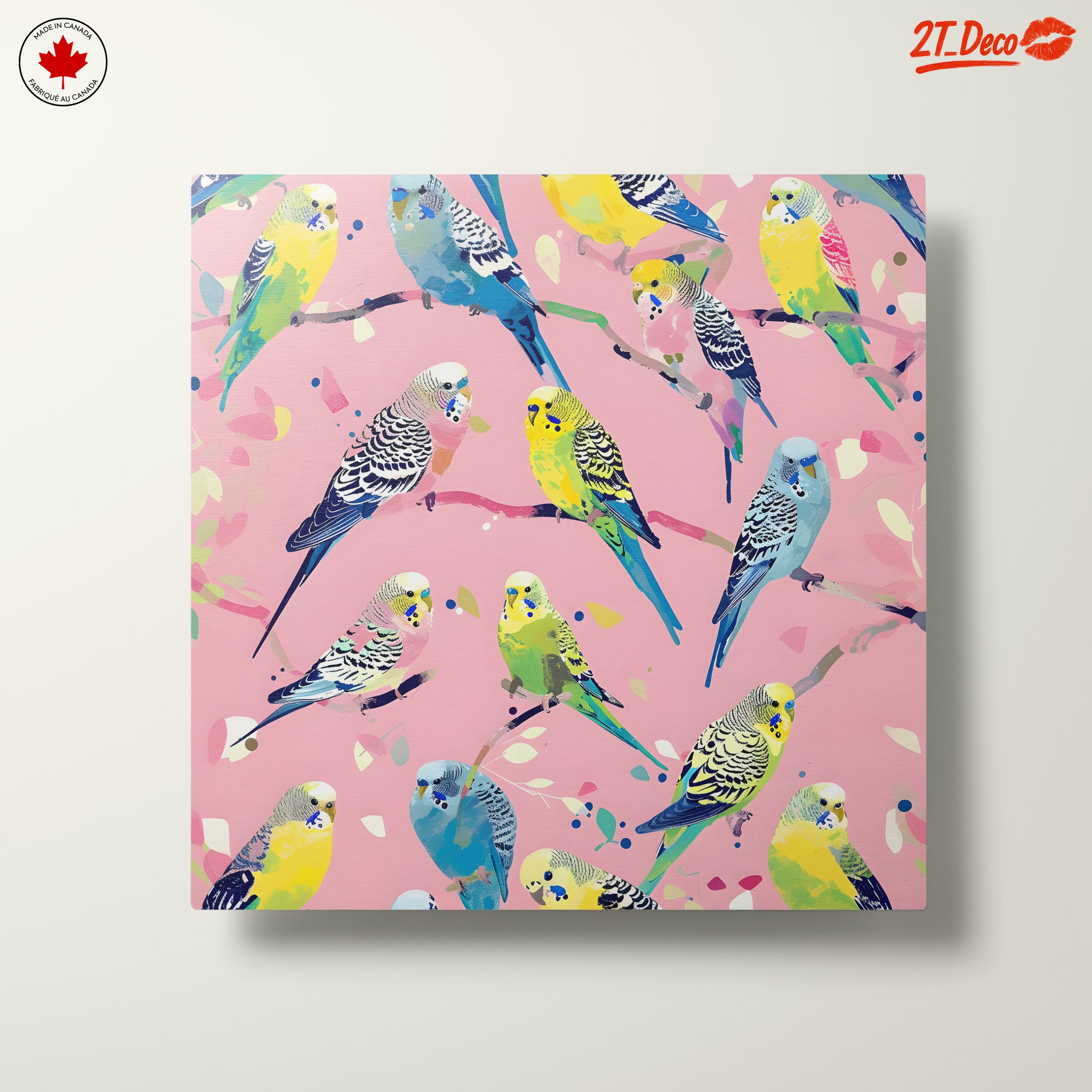 Colorful Budgerigars on Pink Background - Image 10