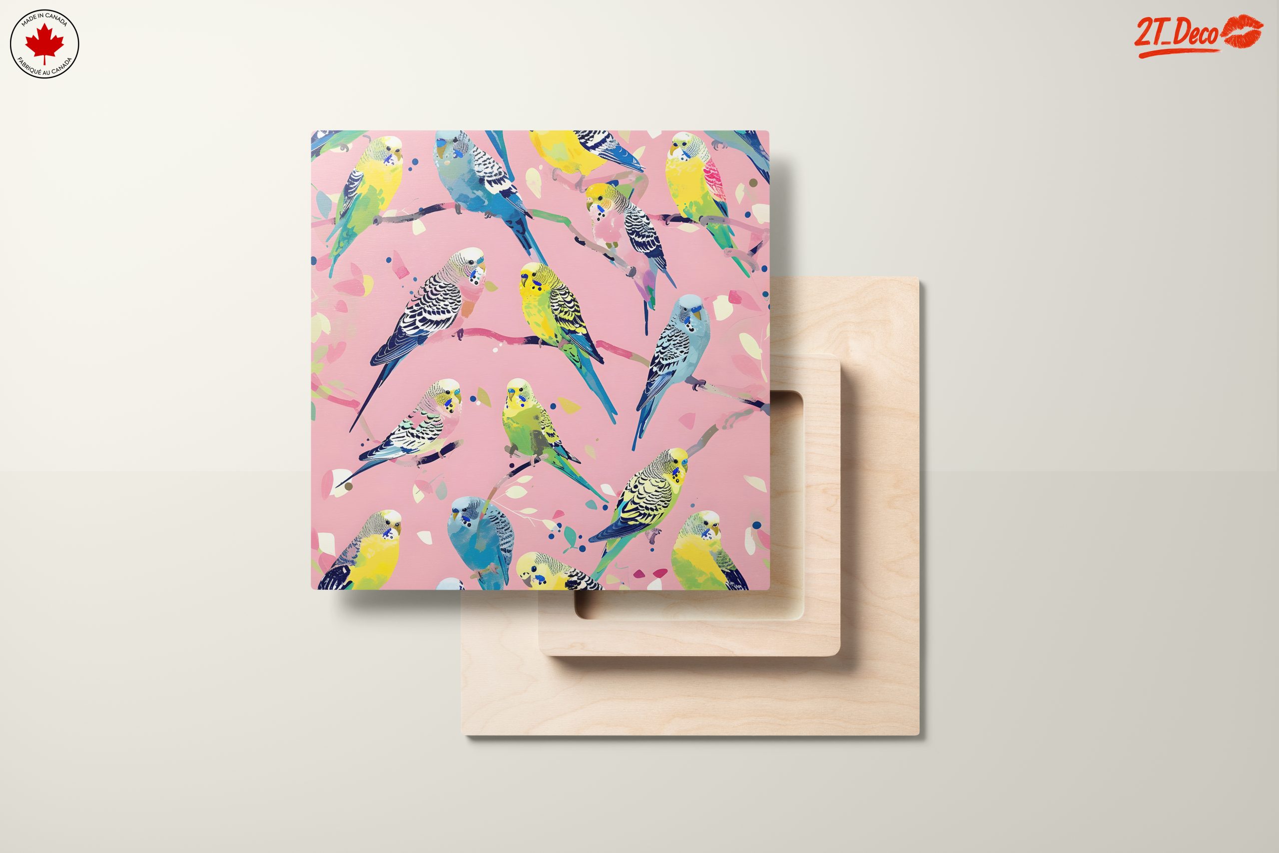 Colorful Budgerigars on Pink Background - Image 11