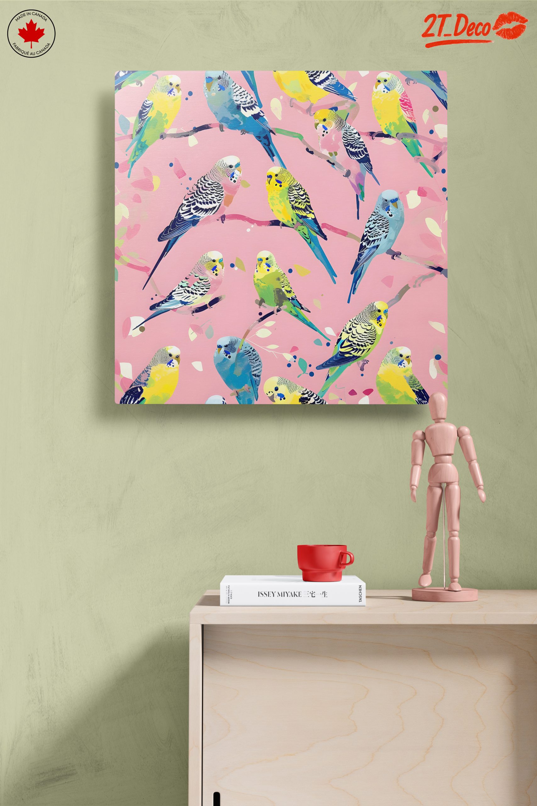 Colorful Budgerigars on Pink Background - Image 14