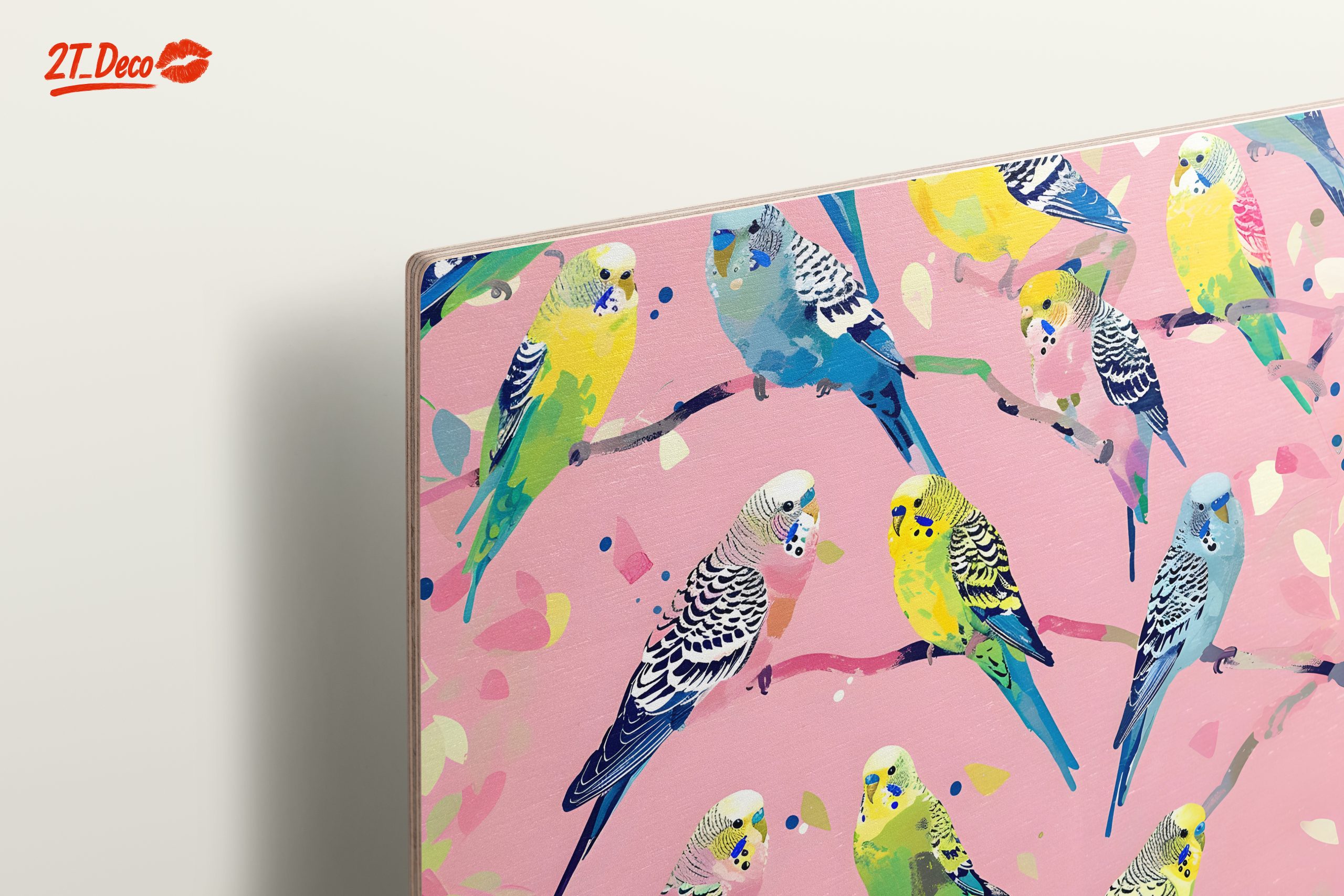 Colorful Budgerigars on Pink Background - Image 15