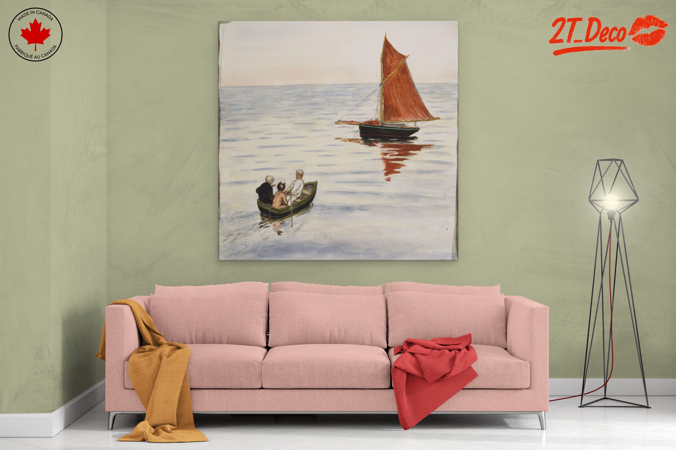 Tranquil Adventure Landscape with Sailboat - Image 2