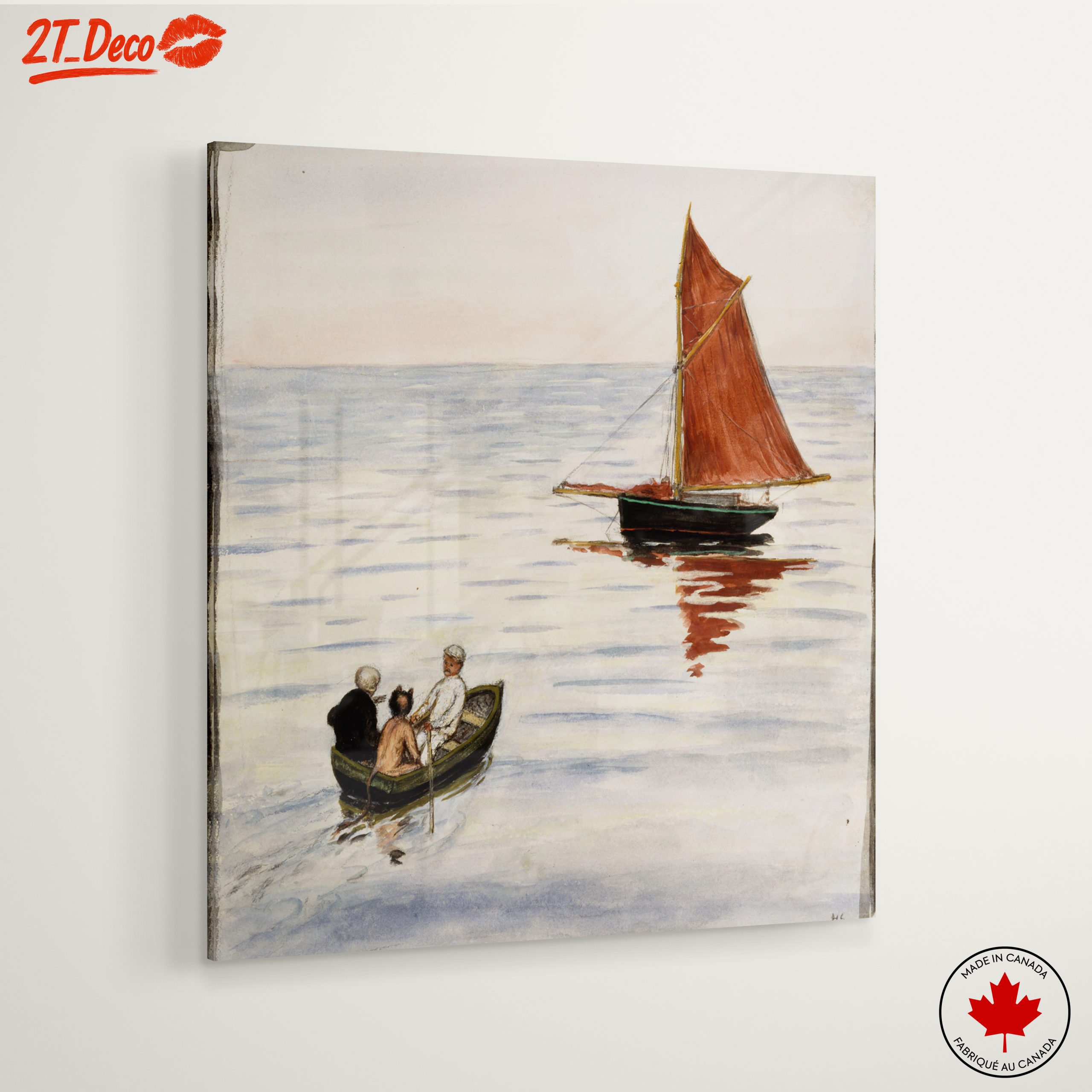 Tranquil Adventure Landscape with Sailboat - Image 6
