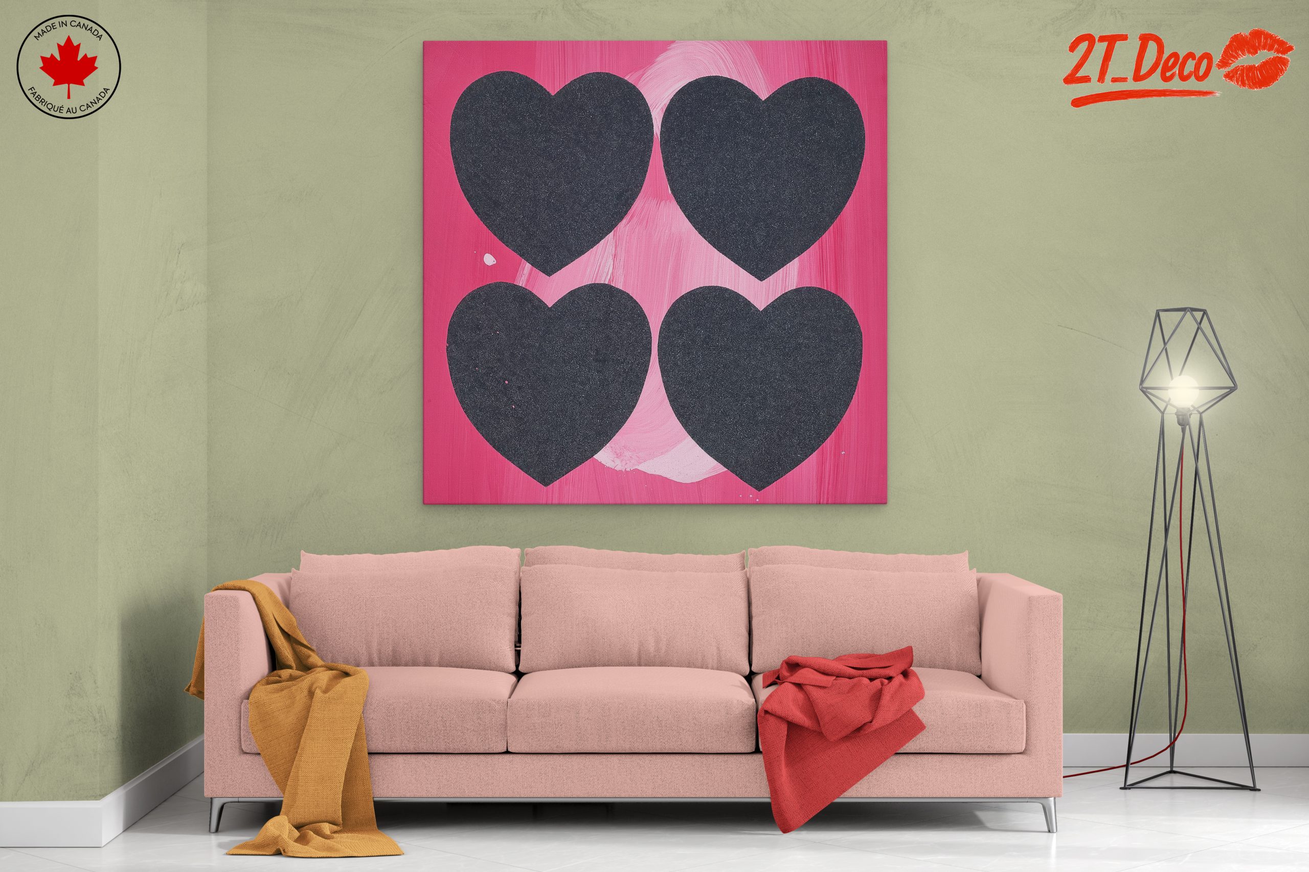Bold Heart Shapes On Pink Background - Image 2