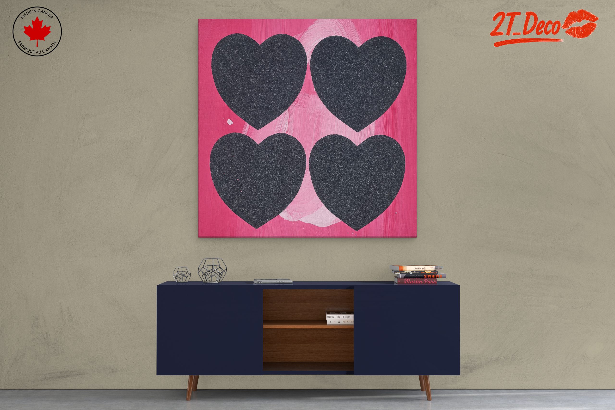 Bold Heart Shapes On Pink Background - Image 3
