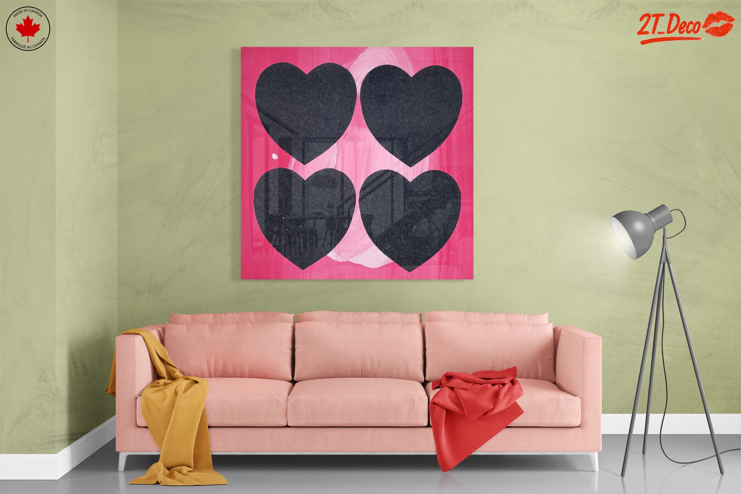 Bold Heart Shapes On Pink Background - Image 7