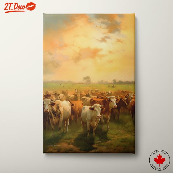 Cows in a Pastoral Landscape at Sunset