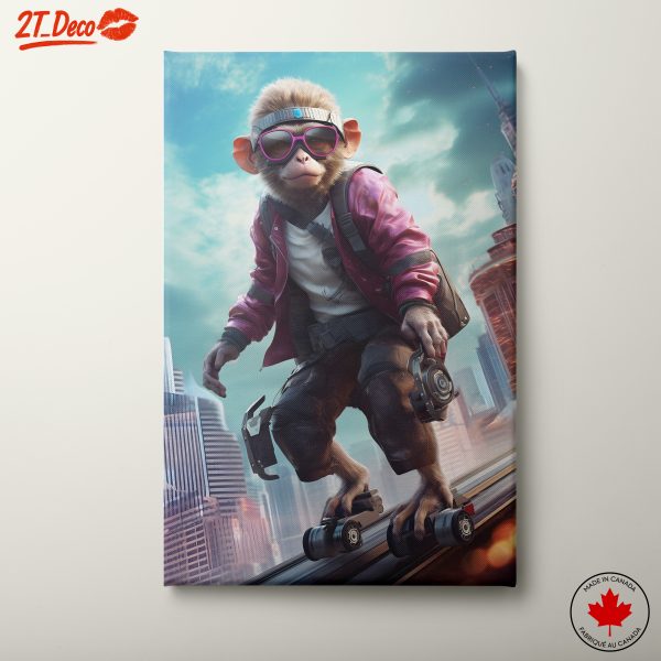 Funny Monkey Roller Skating Character Art