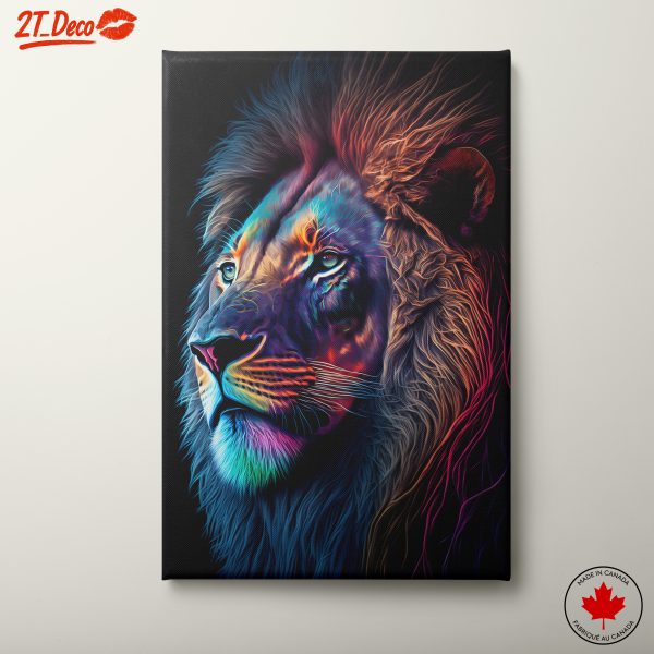 Vibrant Lion Portrait in Colorful Style